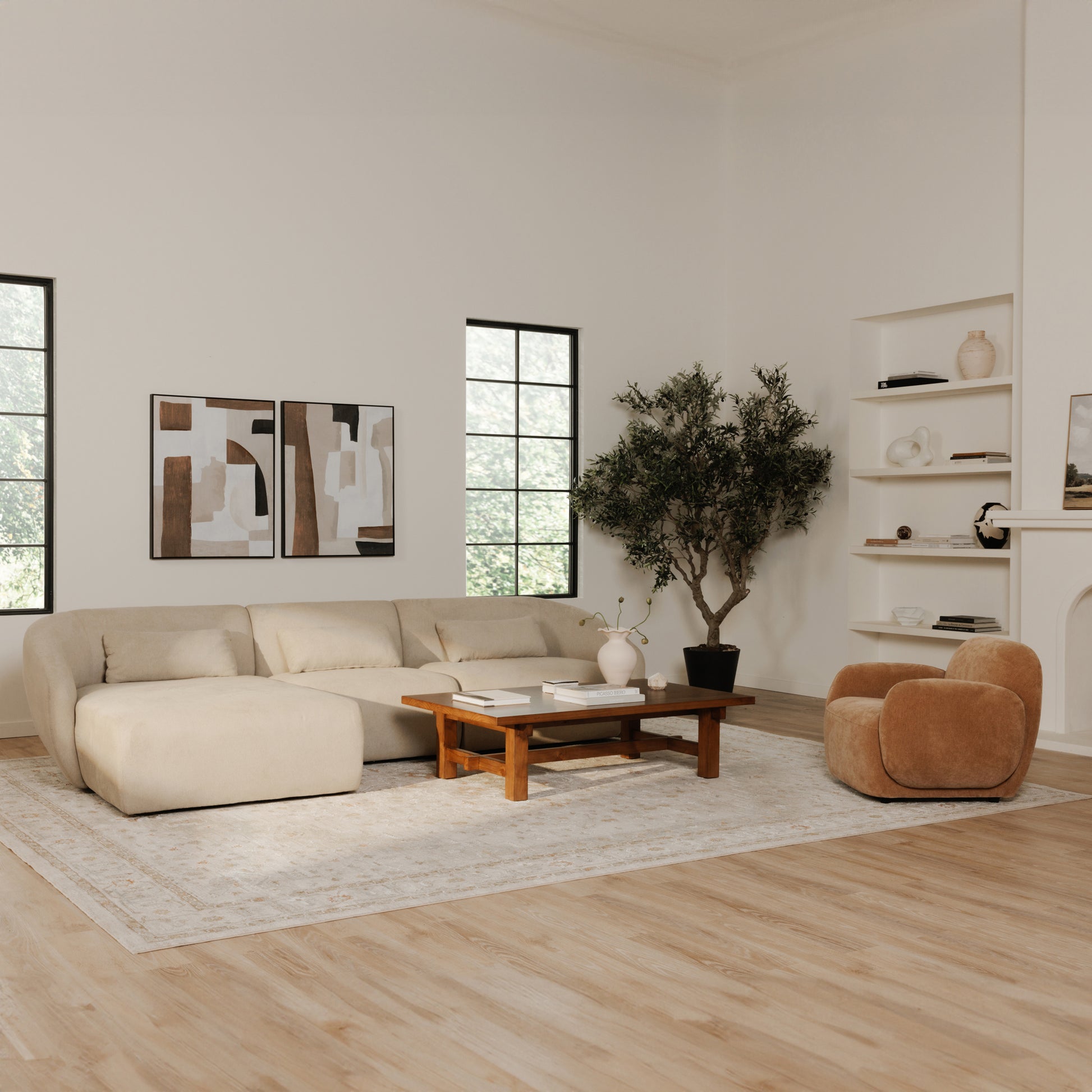 Amelia Left Arm Facing Chair Warm White - Central Designs