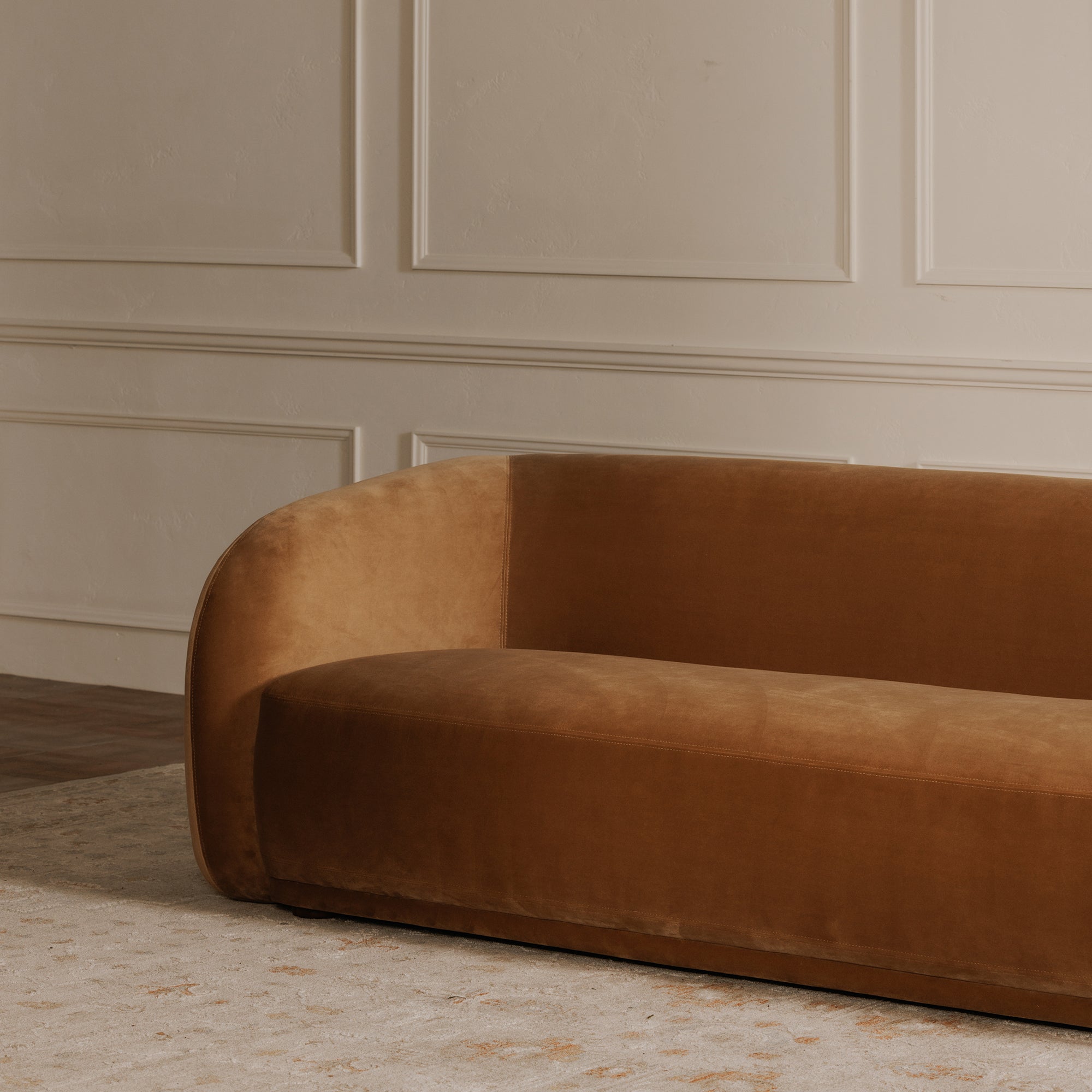 Faye Sofa Tan Faux Mohair - Central Designs
