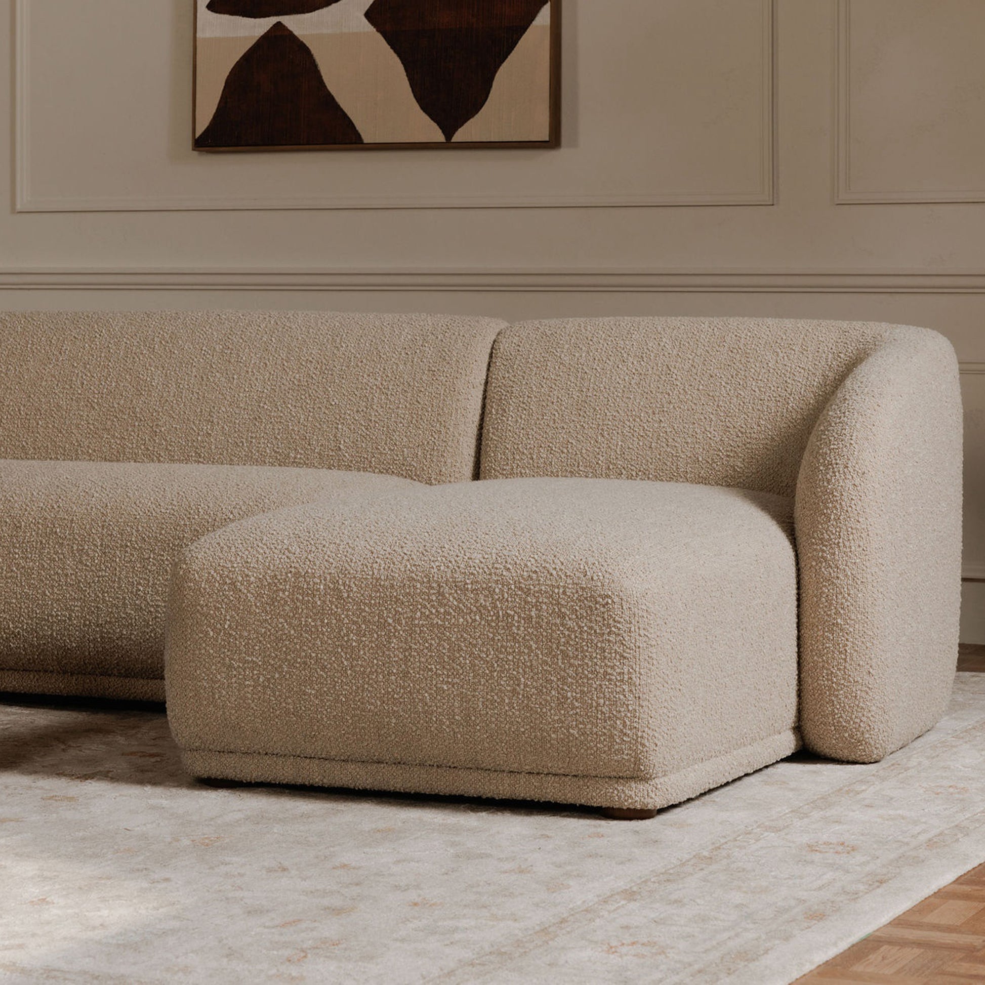 Faye Left Sectional Beige Boucle - Central Designs