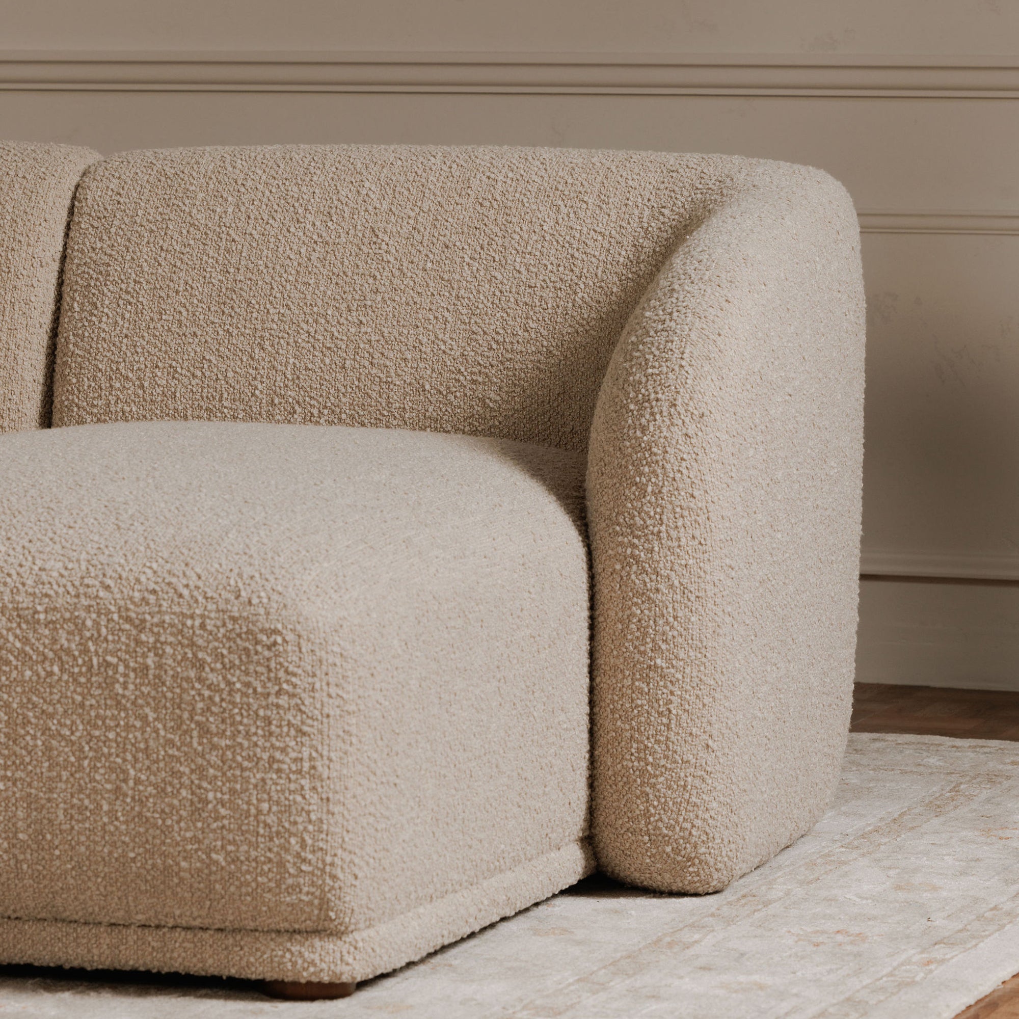 Faye Left Sectional Beige Boucle - Central Designs