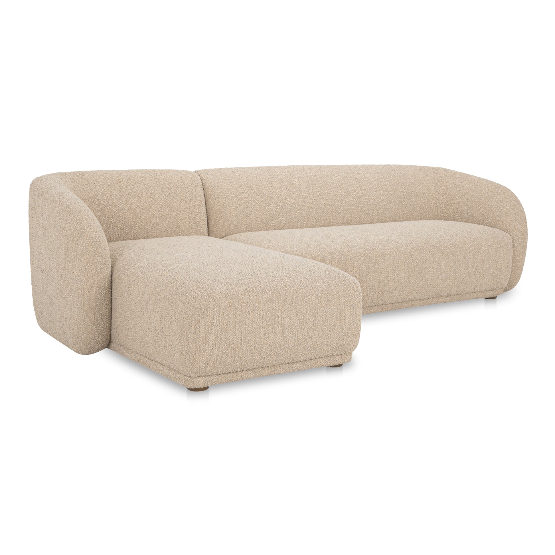 Faye Left Sectional Beige Boucle - Central Designs
