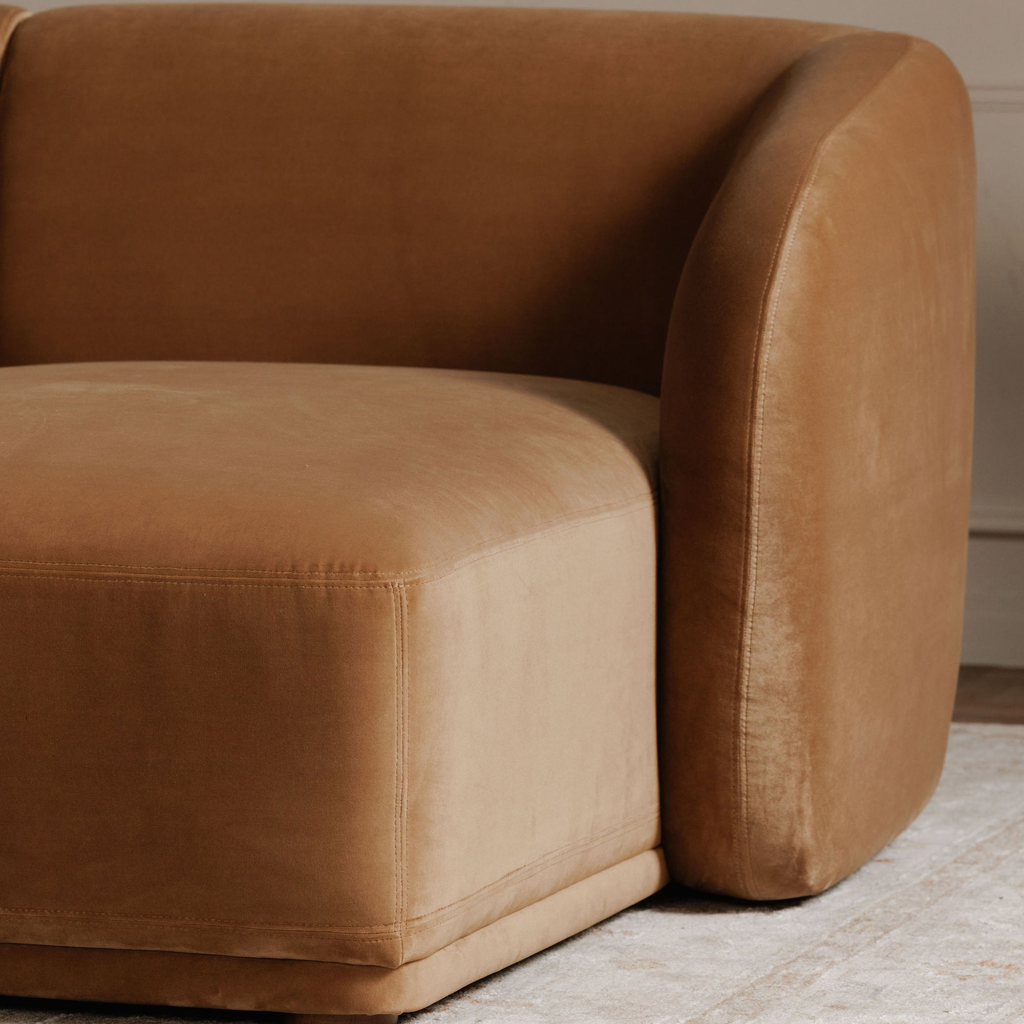 Faye Left Sectional Tan Faux Mohair - Central Designs
