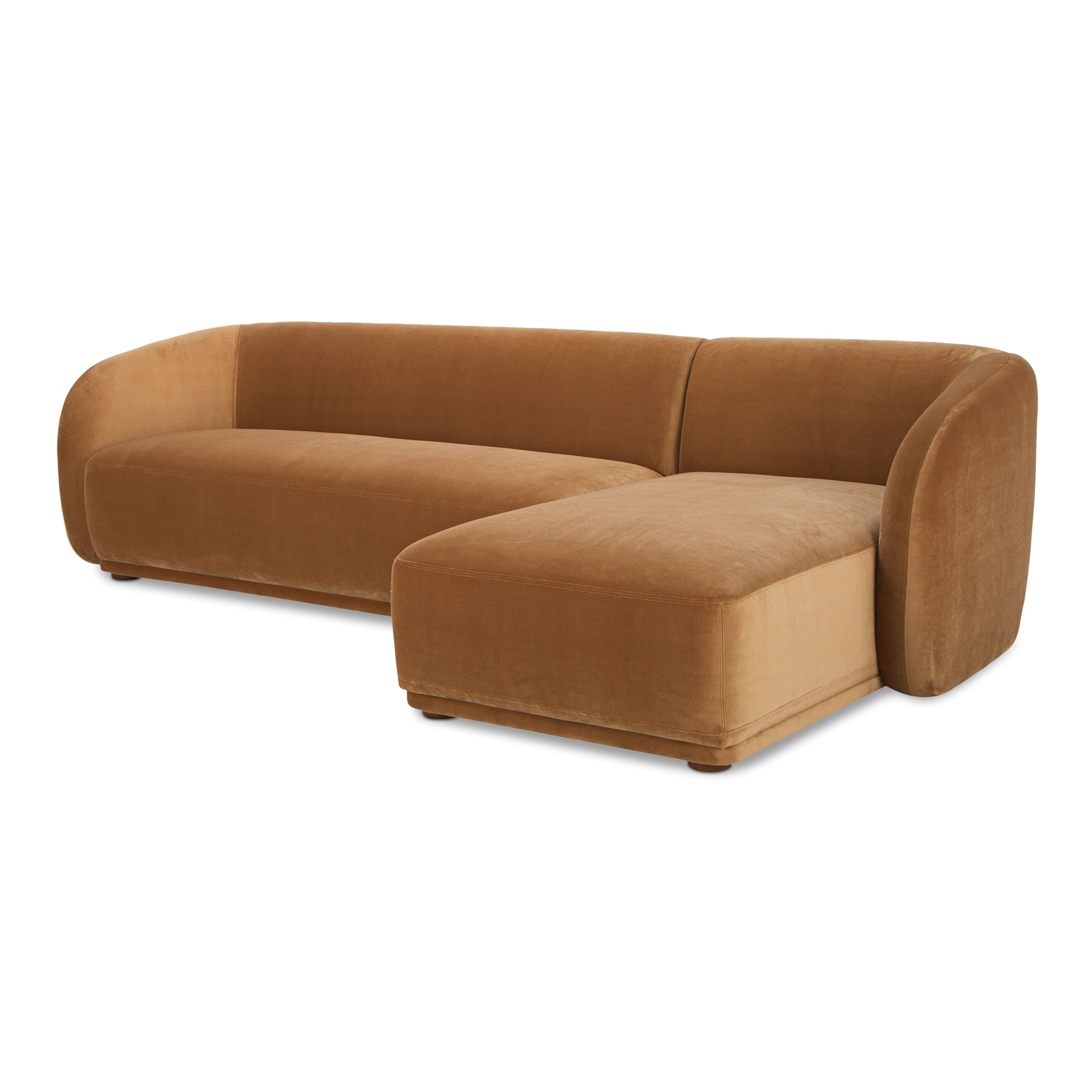 Faye Right Sectional Tan Faux Mohair - Central Designs