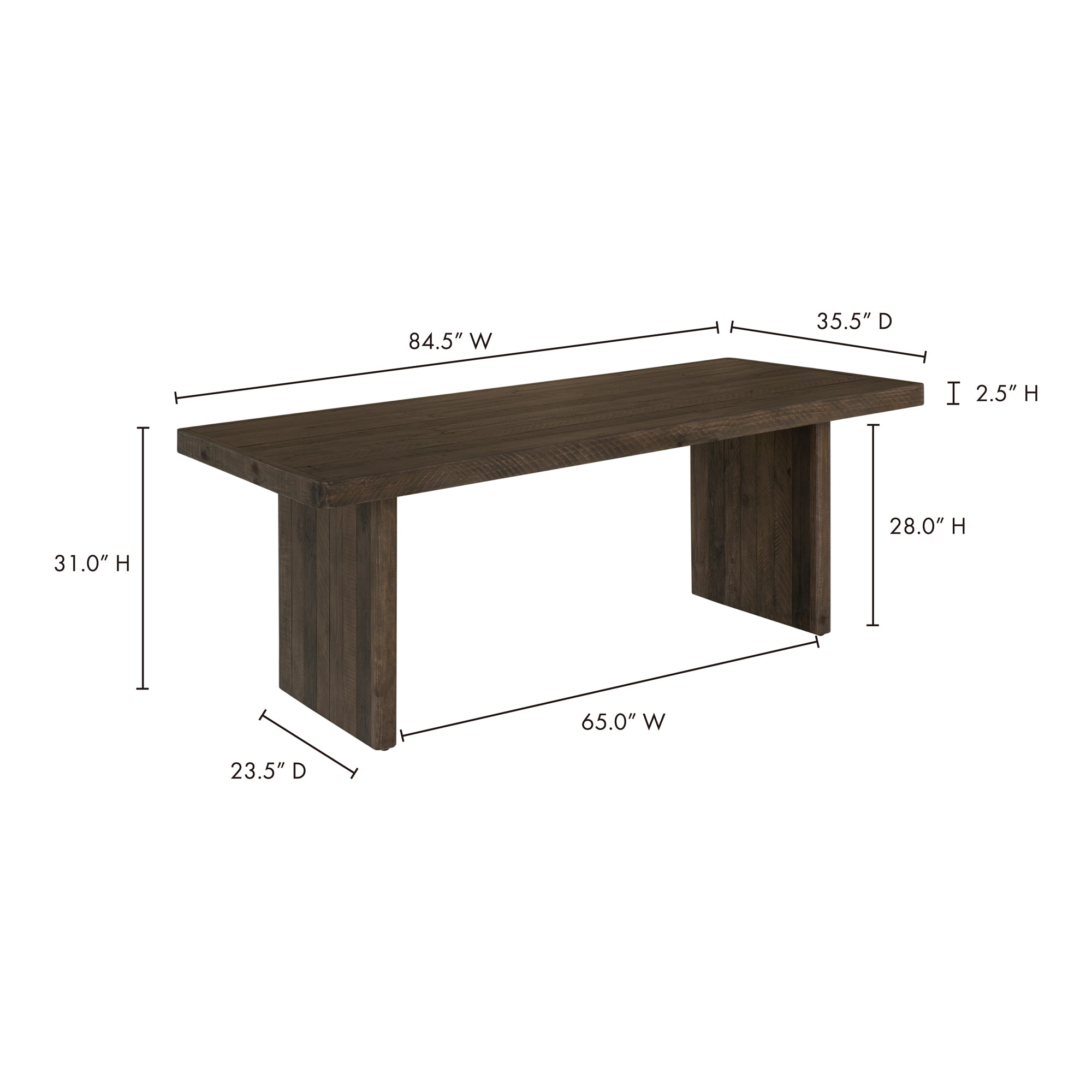 Monterey Dining Table Aged Brown