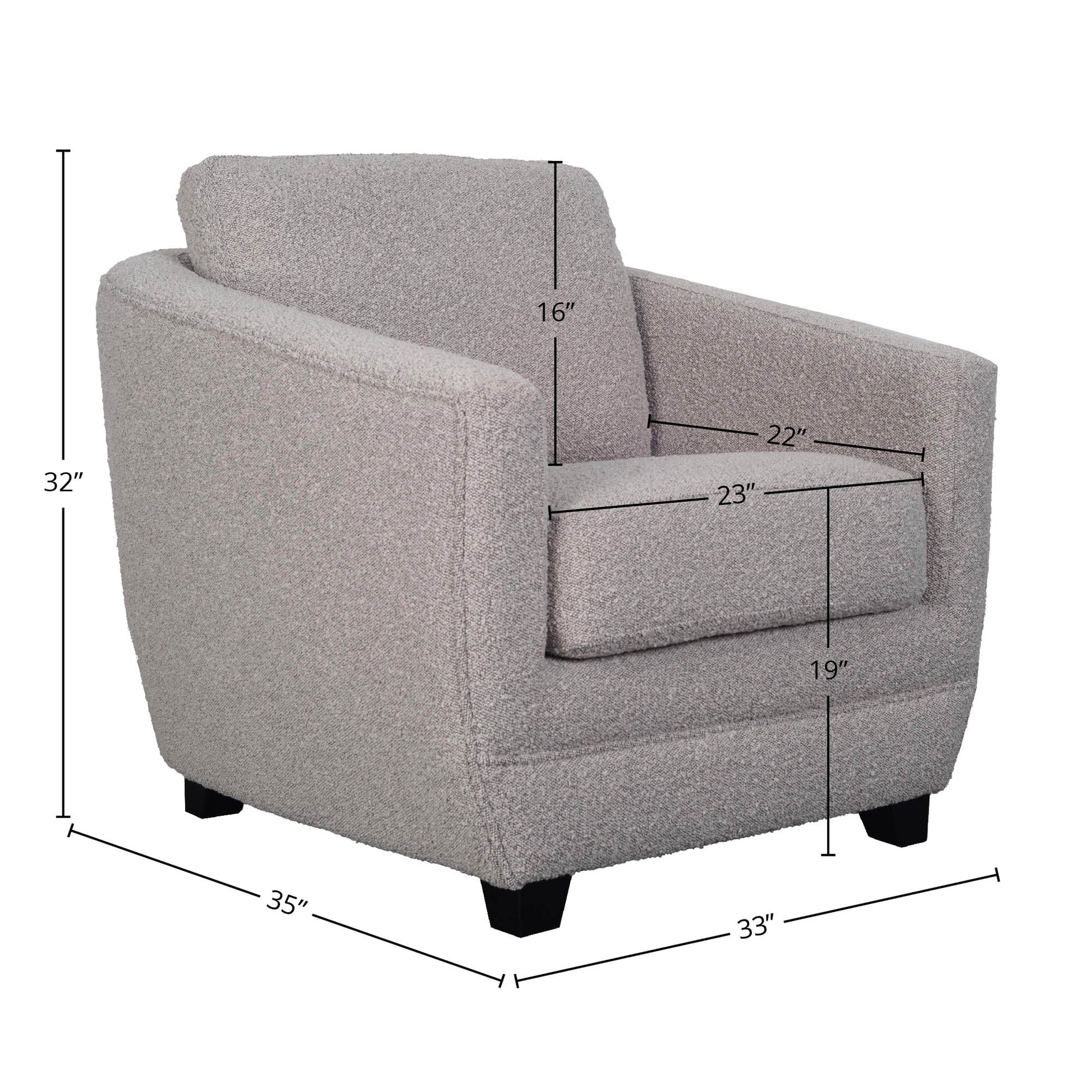 Baltimo Club Chair - Boucle Grey - Central Designs