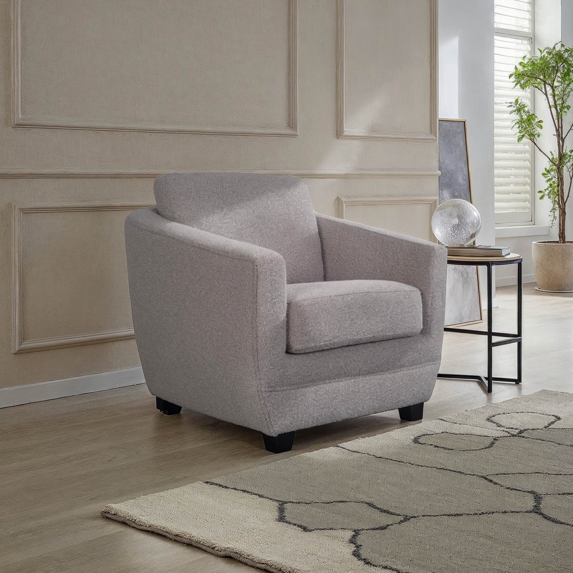 Baltimo Club Chair - Boucle Grey - Central Designs