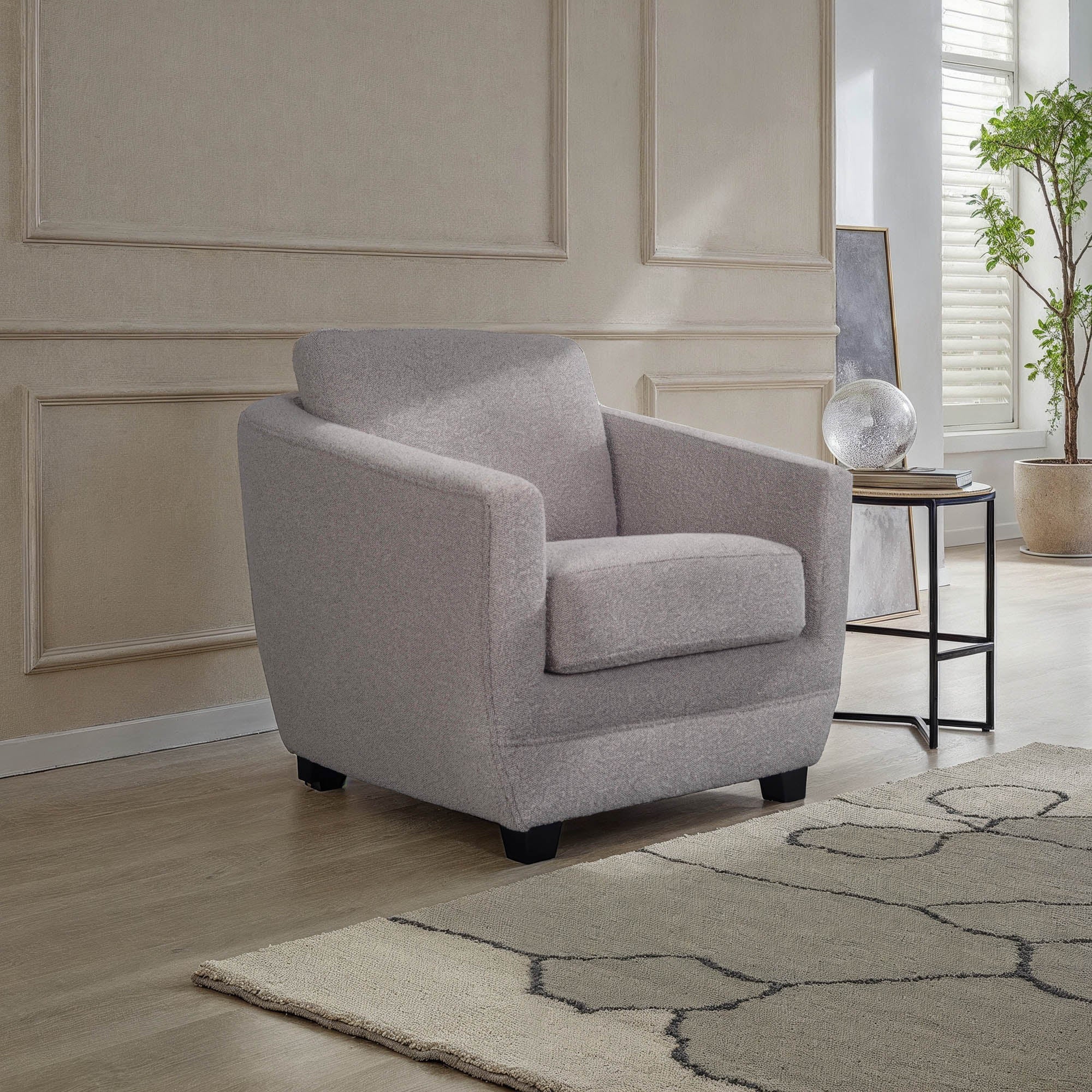 Baltimo Club Chair - Boucle Grey - Central Designs