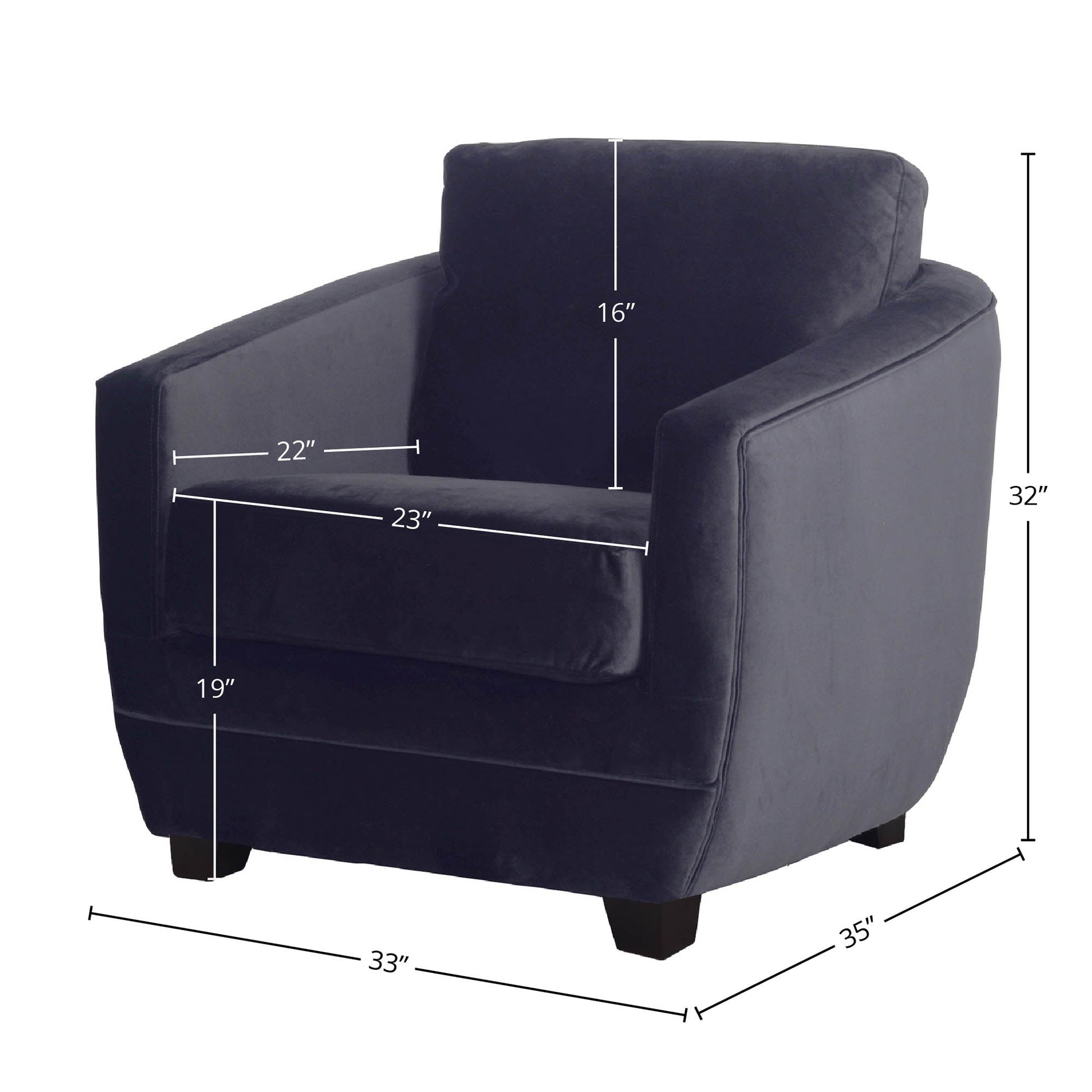 Baltimo Club Chair - Velvet Black - Central Designs
