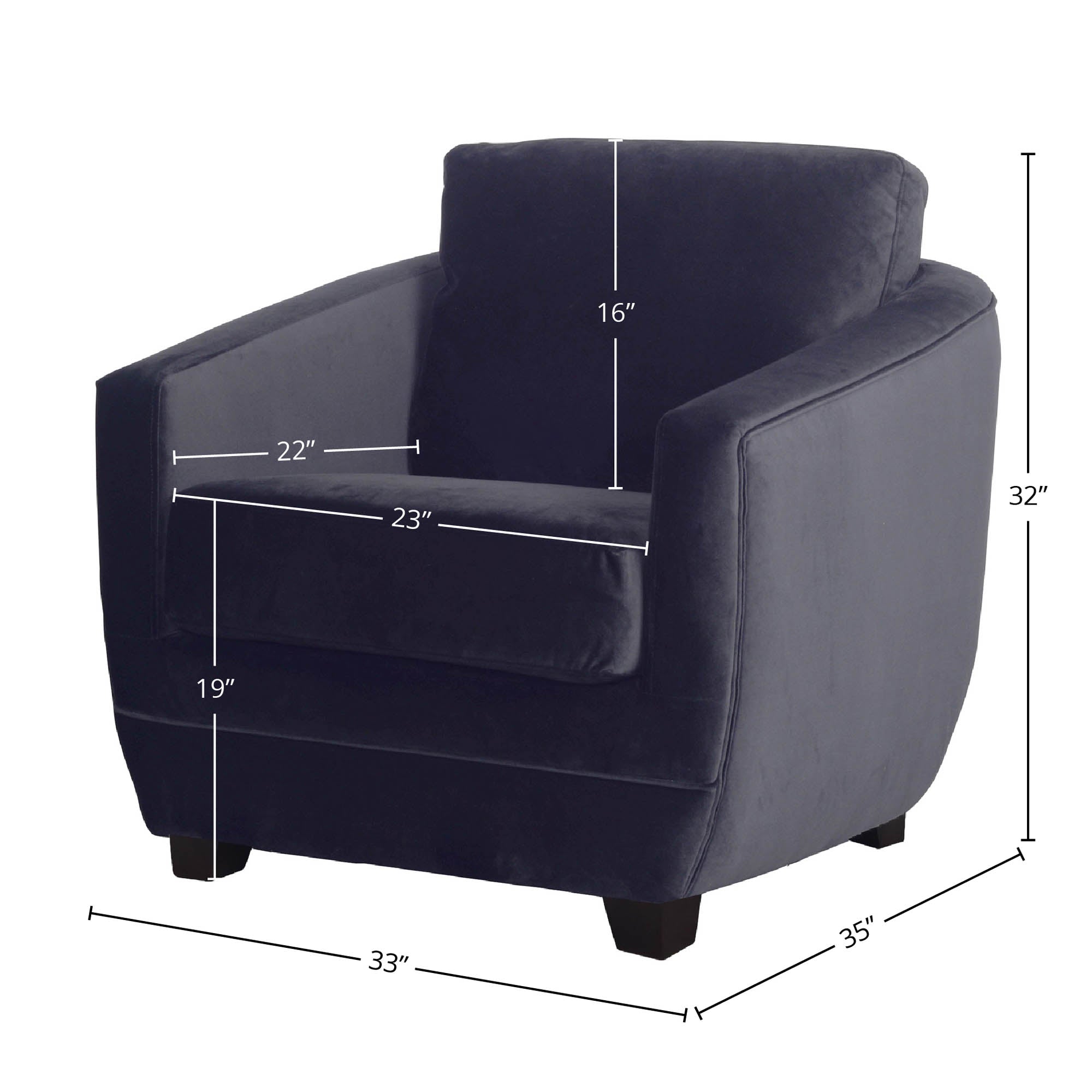 Baltimo Club Chair - Velvet Black - Central Designs