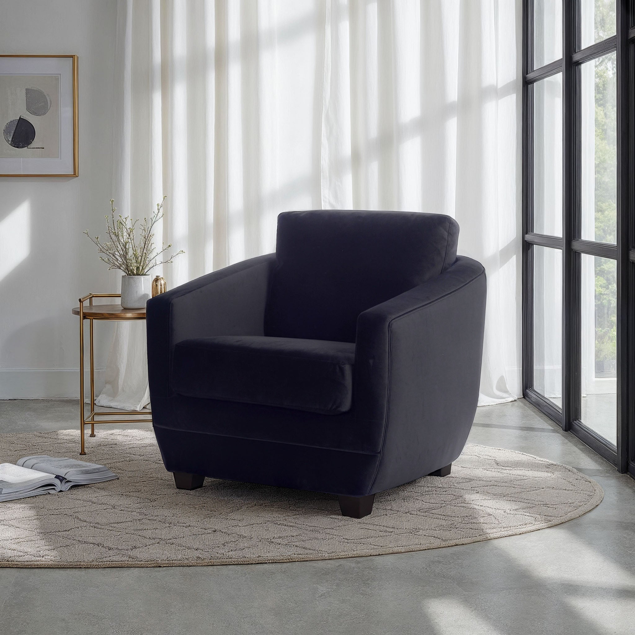 Baltimo Club Chair - Velvet Black - Central Designs