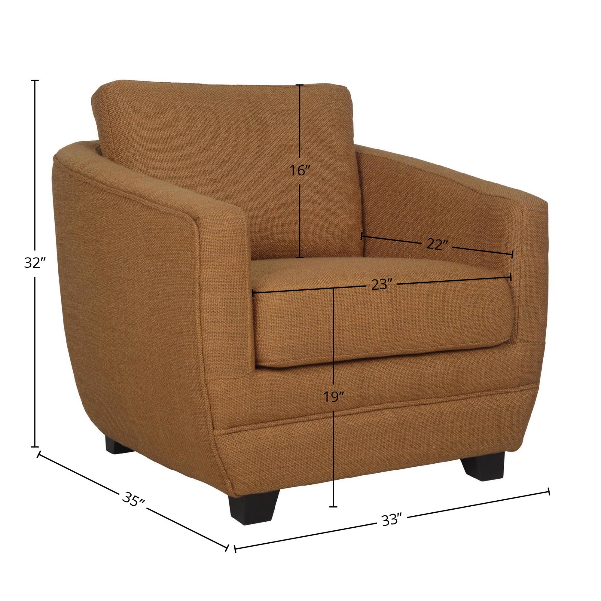 Baltimo Club Chair - Gold - Central Designs
