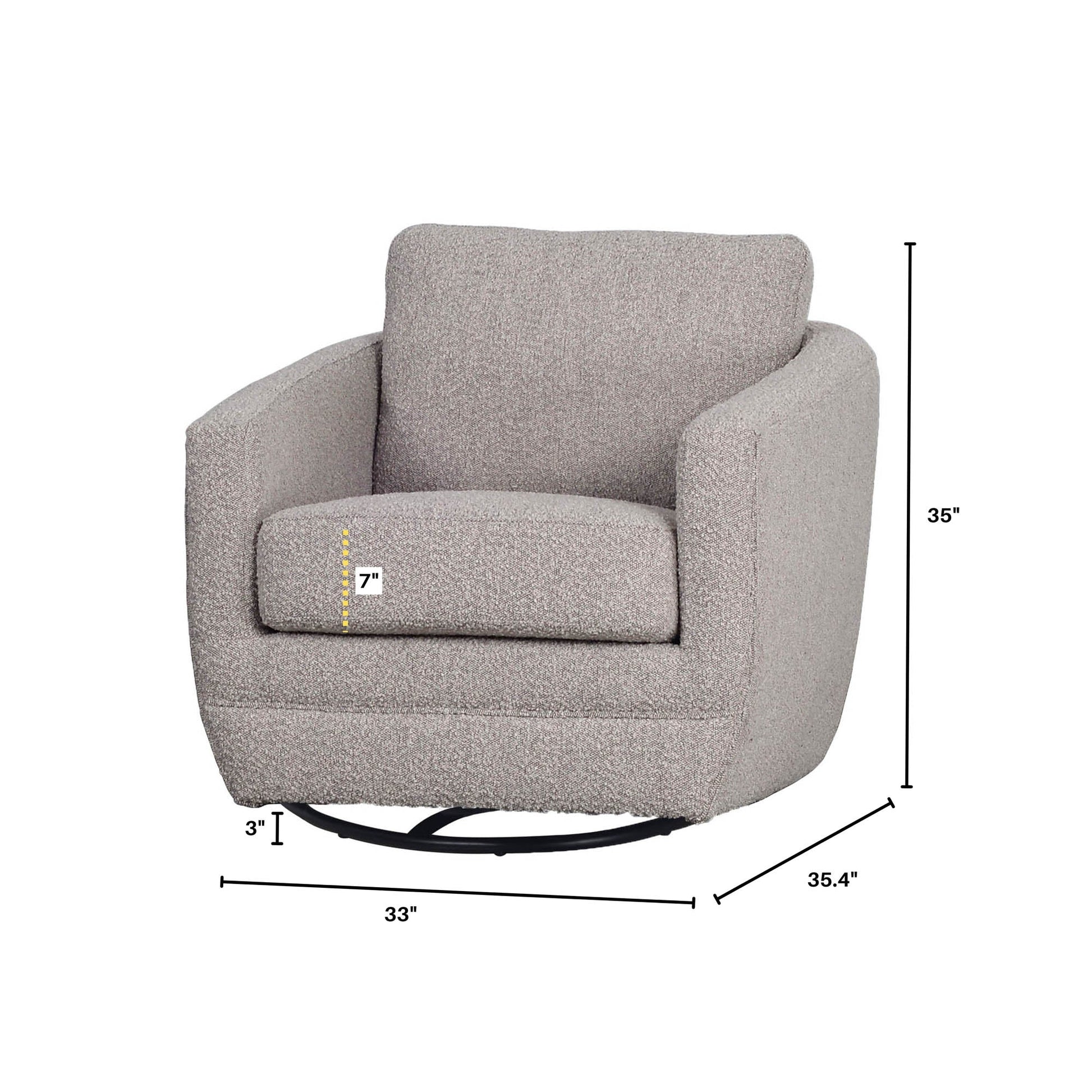 Baltimo Swivel Glider - Boucle Grey - Central Designs