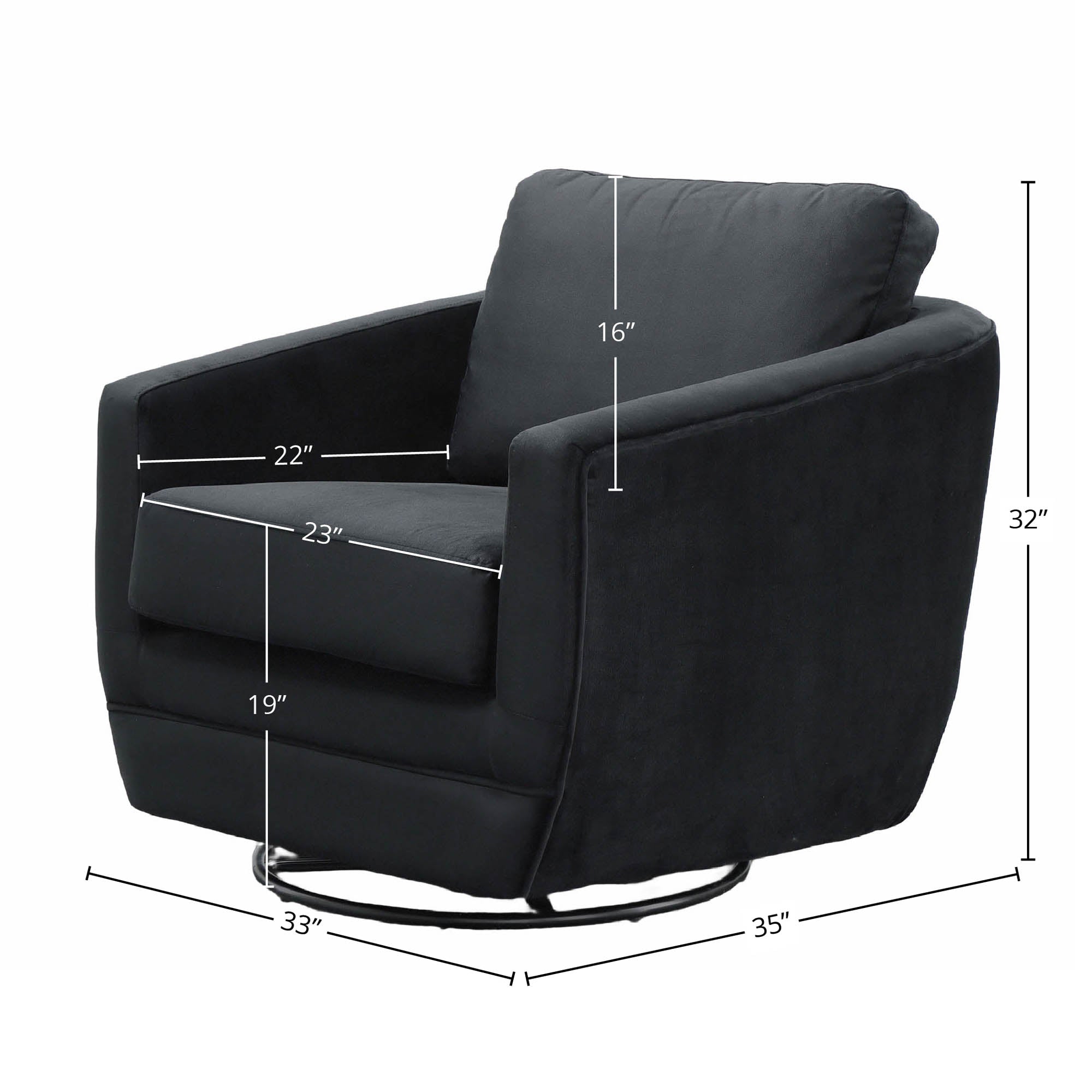 Baltimo Swivel Glider - Velvet Black - Central Designs