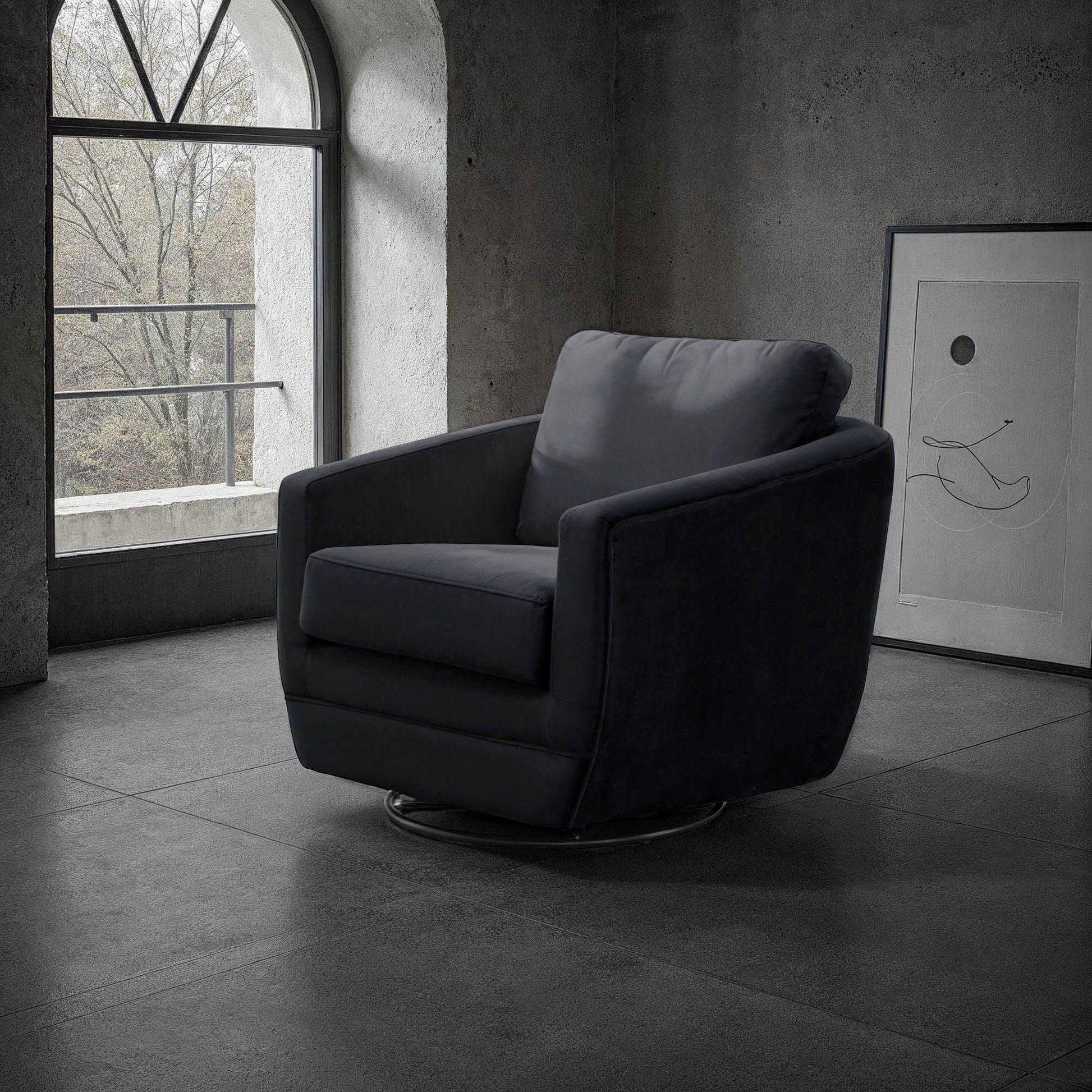 Baltimo Swivel Glider - Velvet Black - Central Designs