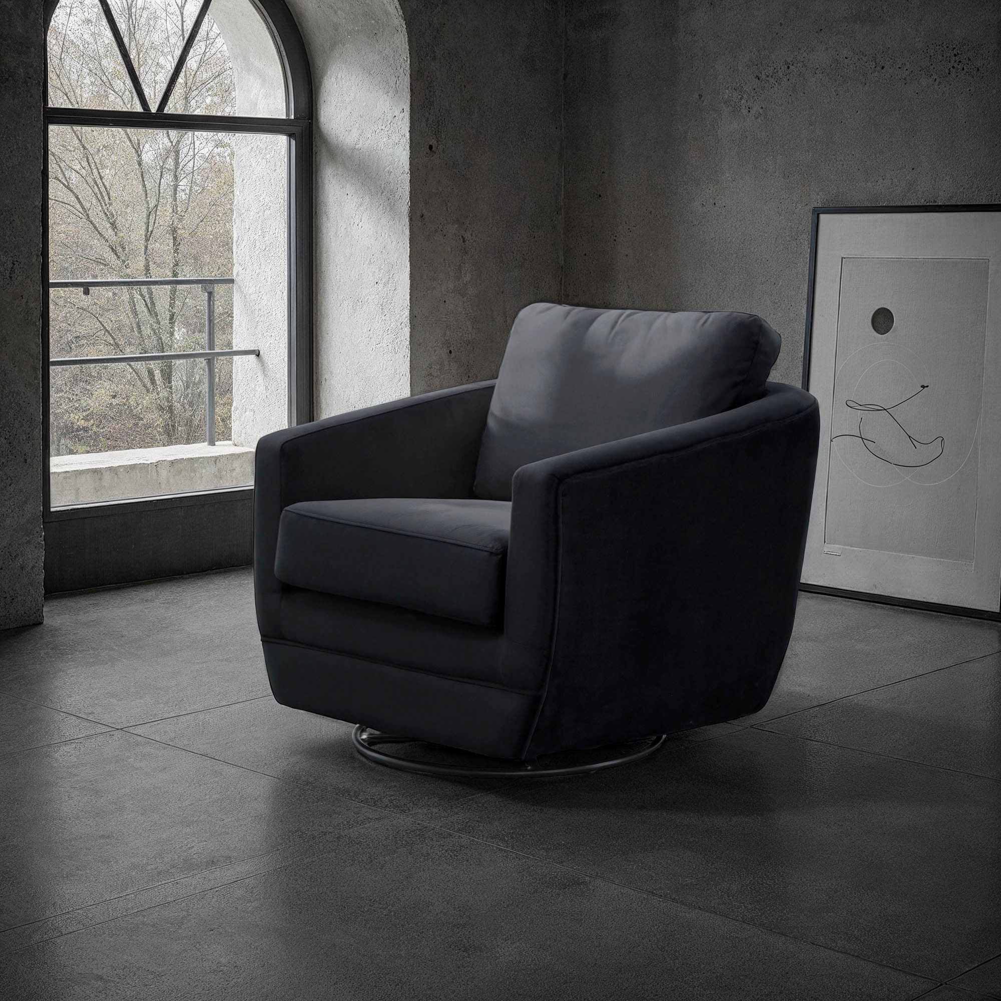 Baltimo Swivel Glider - Velvet Black - Central Designs