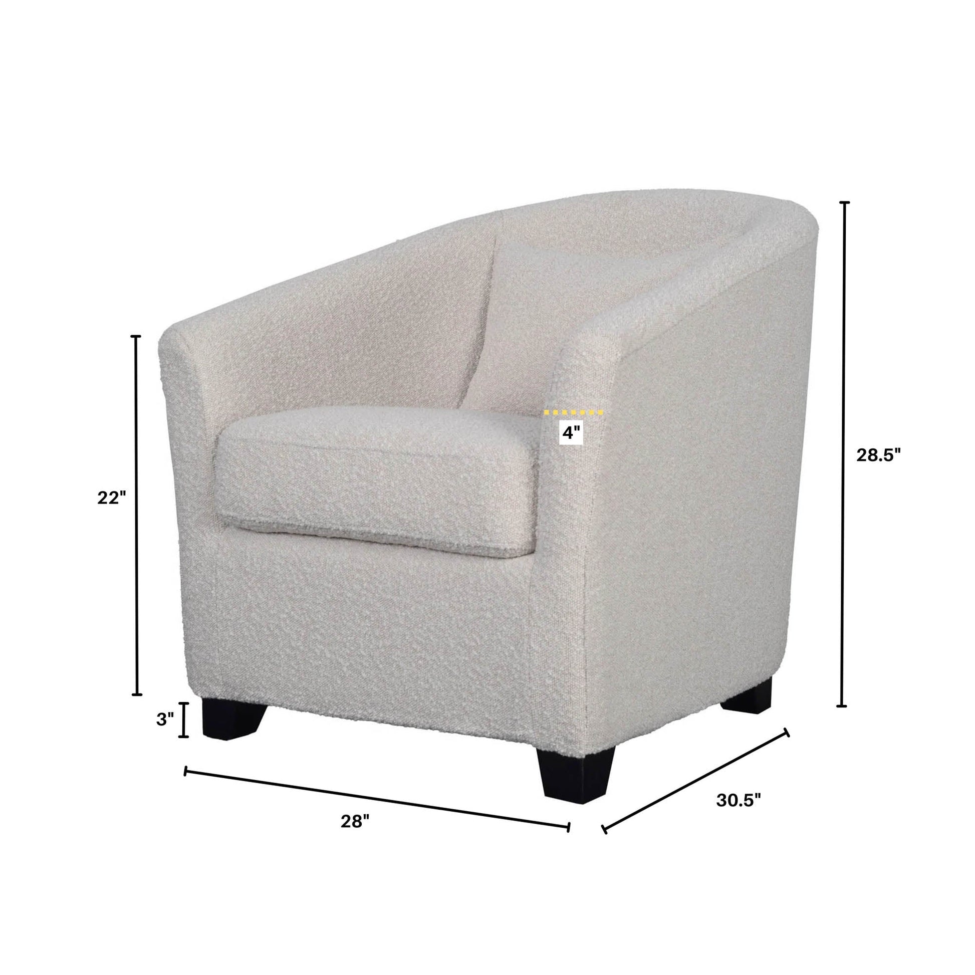 Carmen Club Chair - Boucle Cream - Central Designs