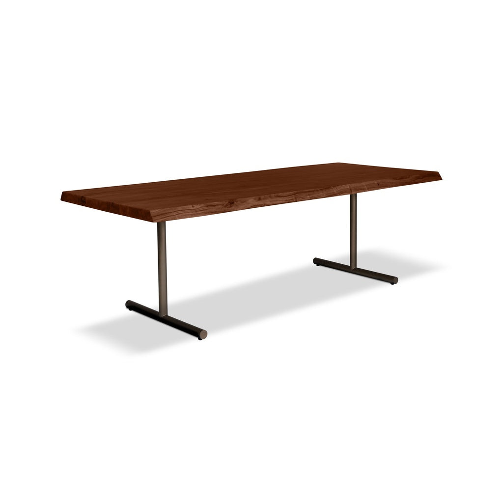 Brooks - Dining Table - T Base - 40" x 116" - Americano Top - Brass Base
