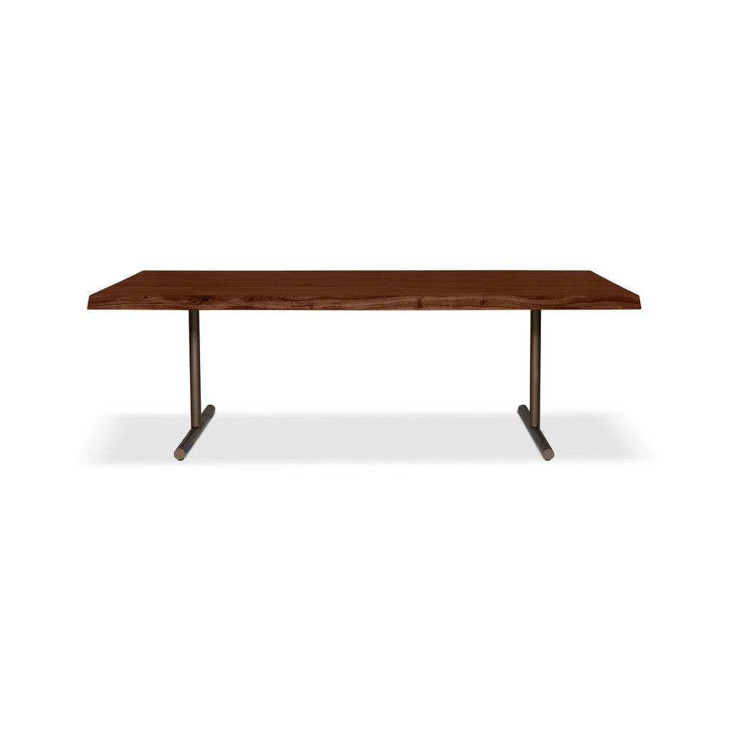 Brooks - Dining Table - T Base - 40" x 116" - Americano Top - Brass Base
