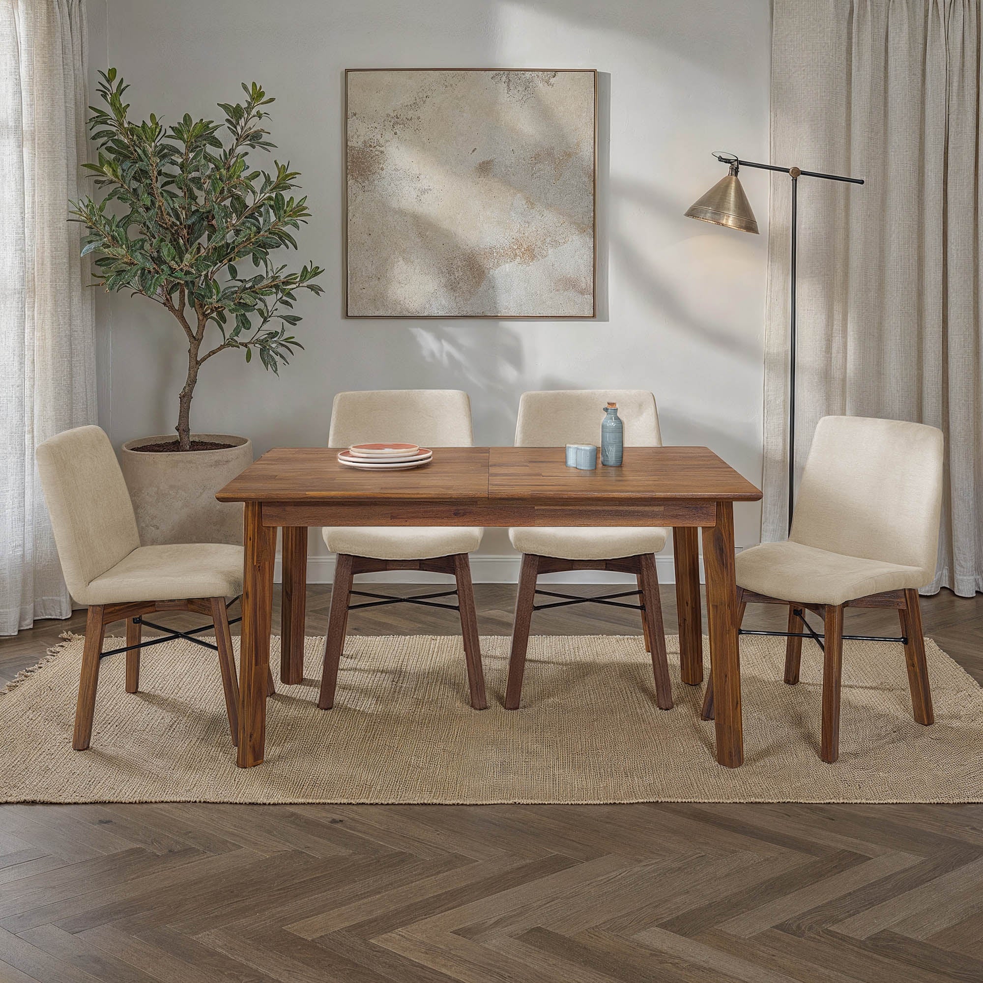 Gia Small Extension Dining Table w/ Butterfly System 55/71” - Warm Pecan - Central Designs