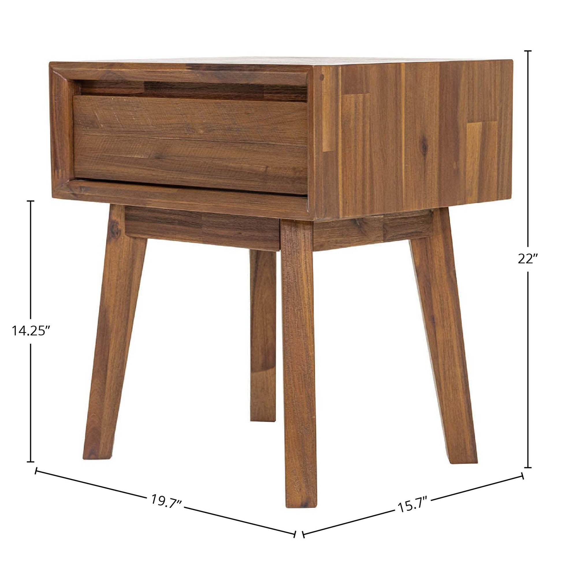 Gia 1 Drawer Nightstand - Warm Pecan - Central Designs