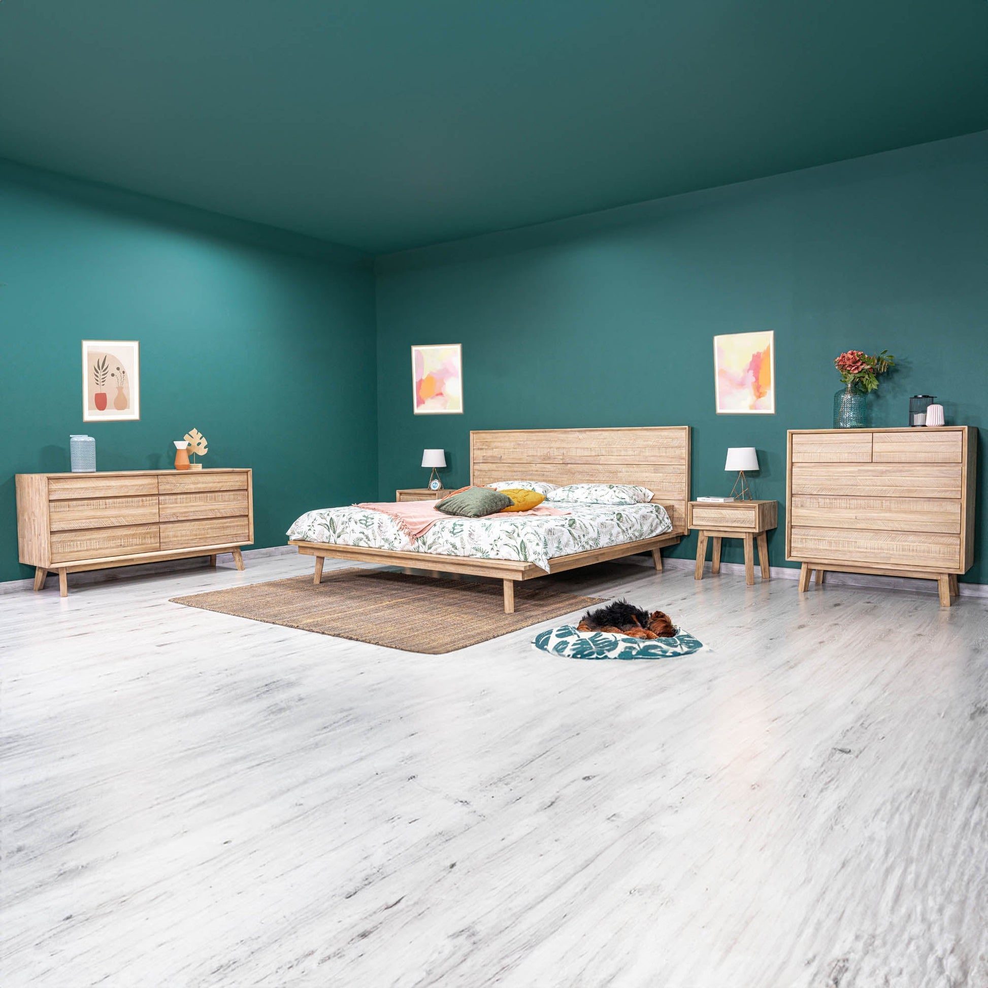 Gia King Bed - Light Driftwood - Central Designs