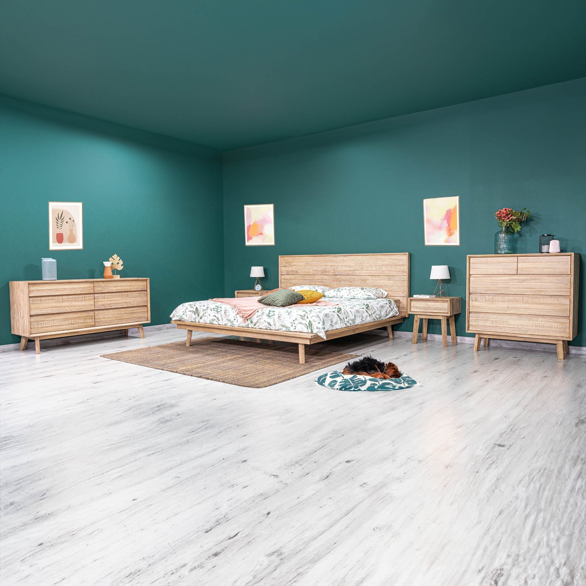 Gia King Bed - Light Driftwood - Central Designs