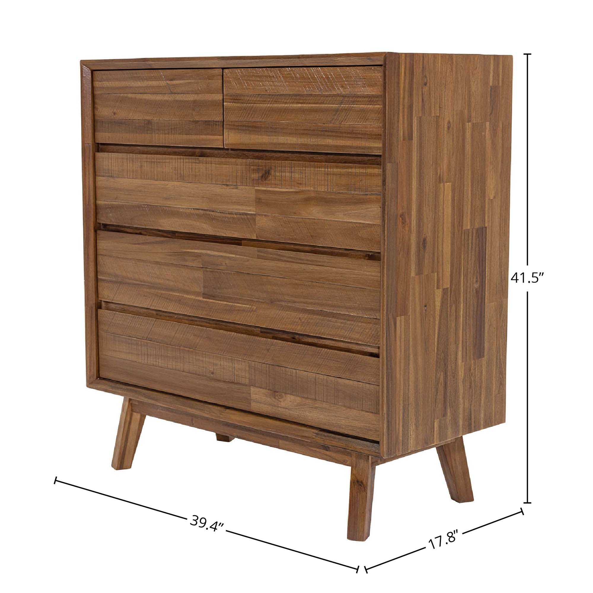 Gia 5 Drawer Chest - Warm Pecan - Central Designs