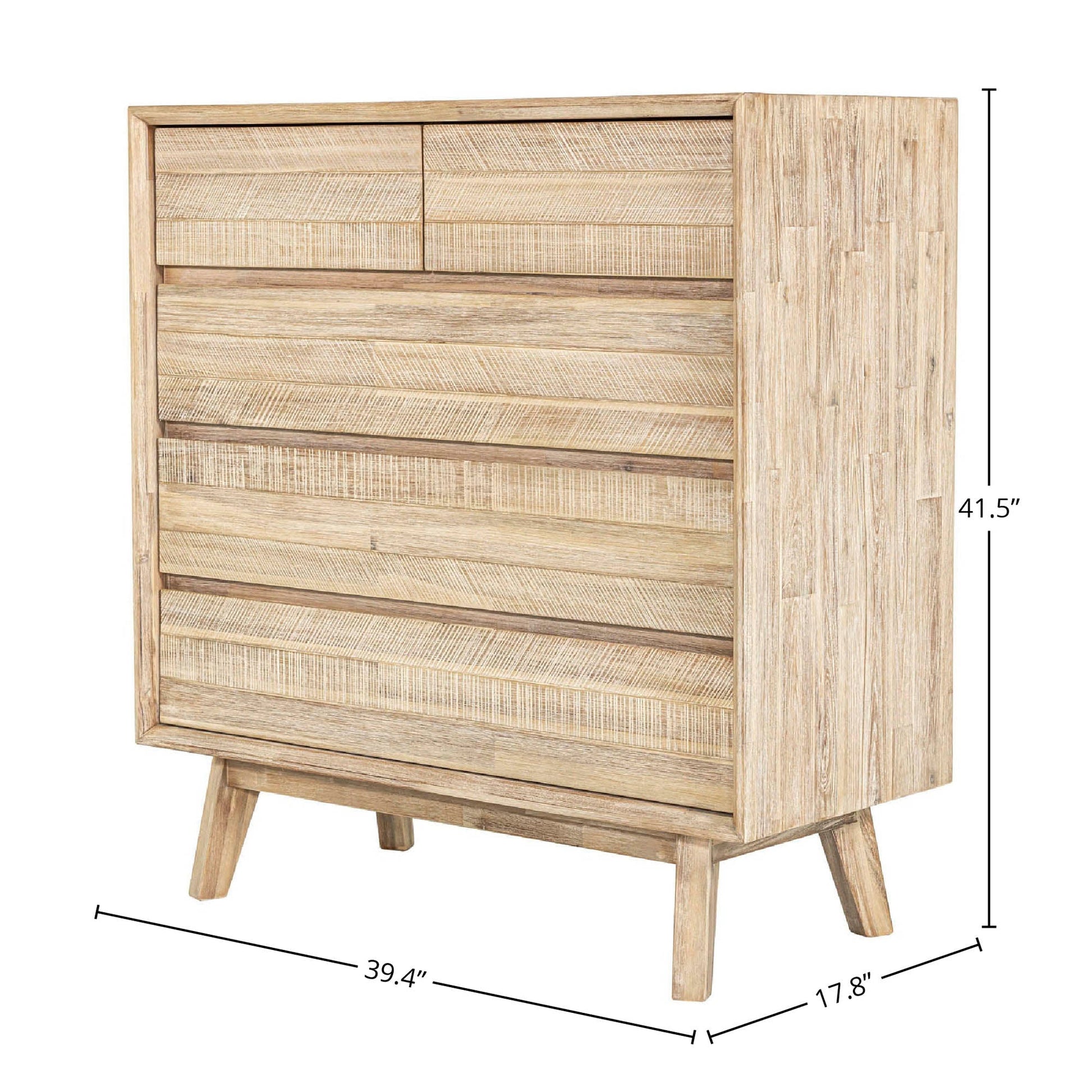 Gia 5 Drawer Chest - Light Driftwood - Central Designs