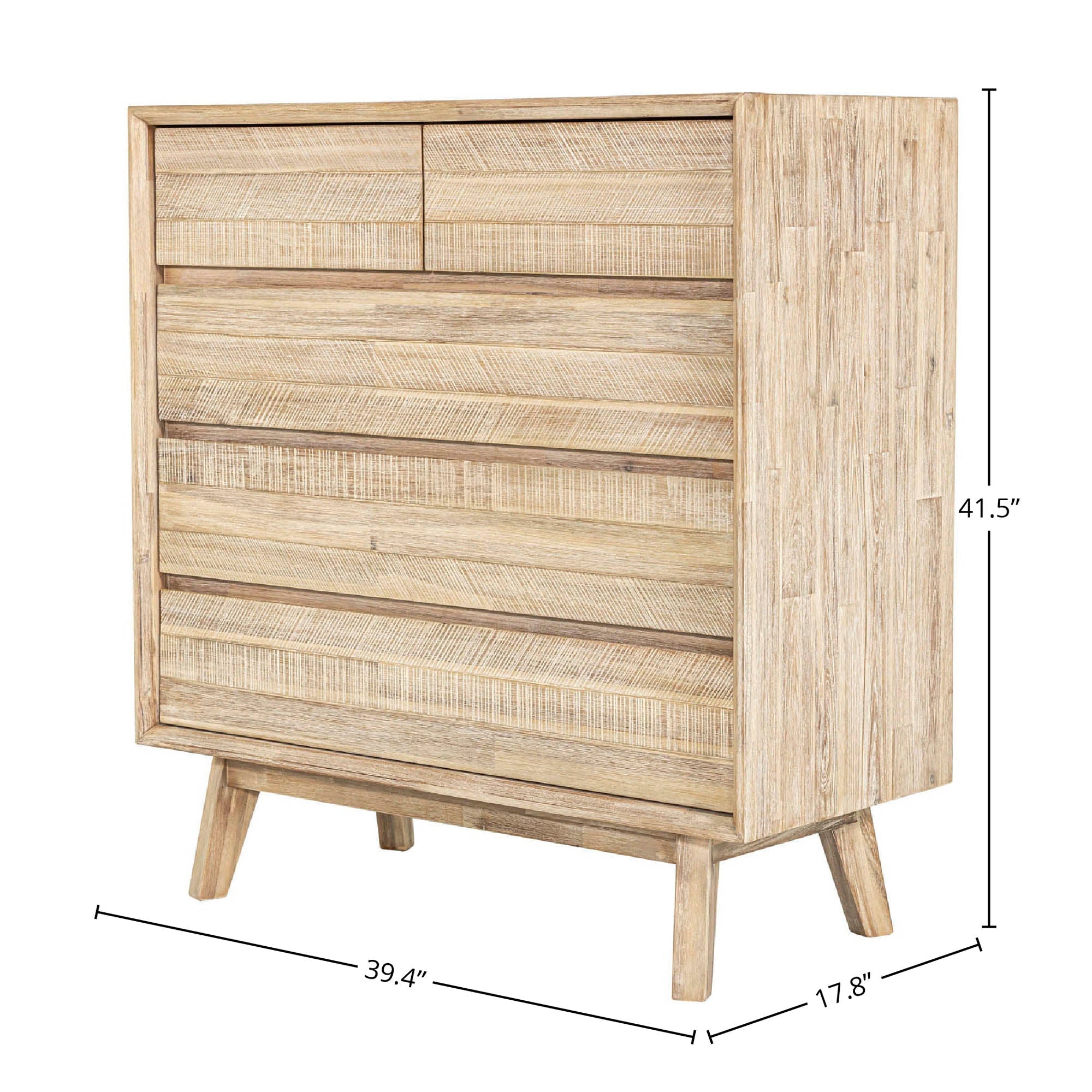 Gia 5 Drawer Chest - Light Driftwood - Central Designs