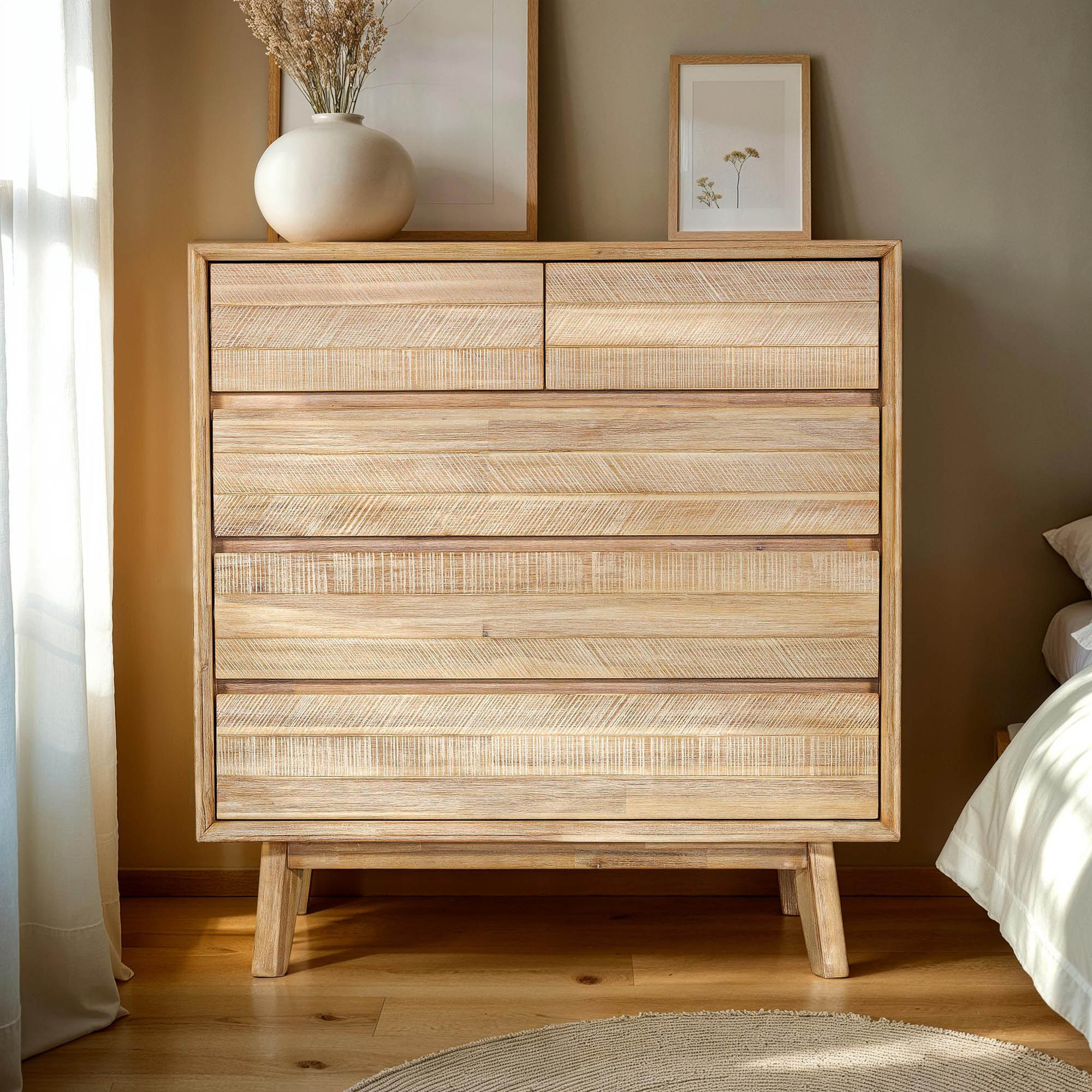 Gia 5 Drawer Chest - Light Driftwood - Central Designs