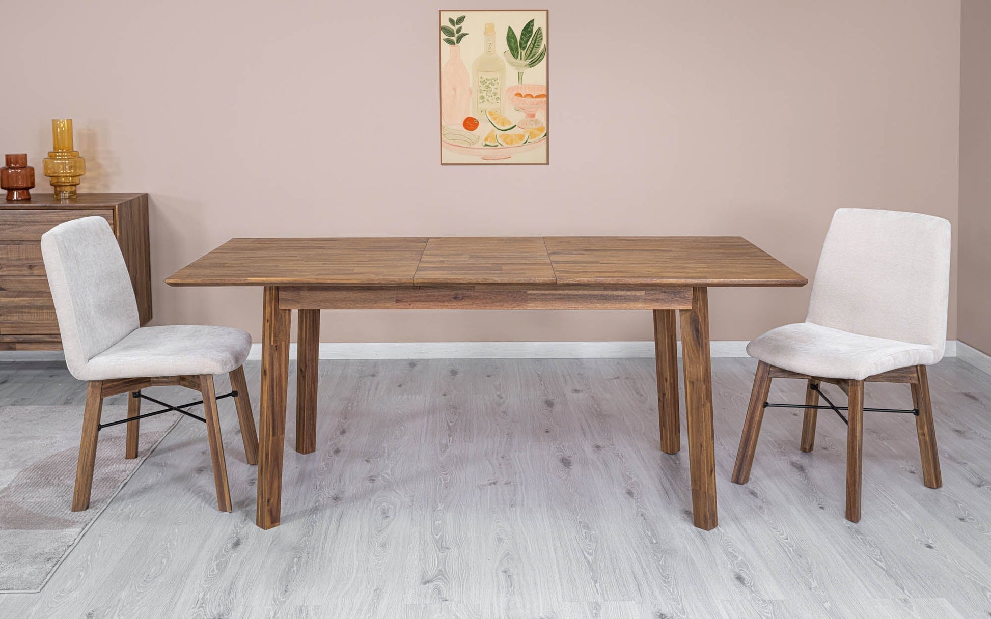 Gia Small Extension Dining Table w/ Butterfly System 55/71” - Warm Pecan - Central Designs