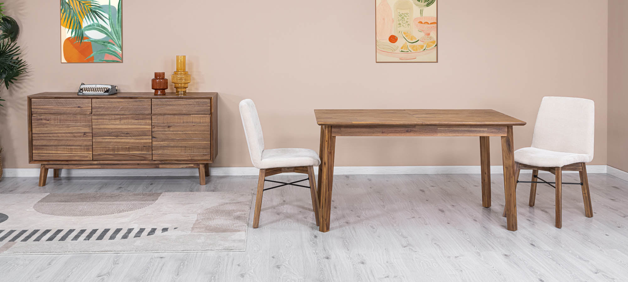 Gia Small Extension Dining Table w/ Butterfly System 55/71” - Warm Pecan - Central Designs