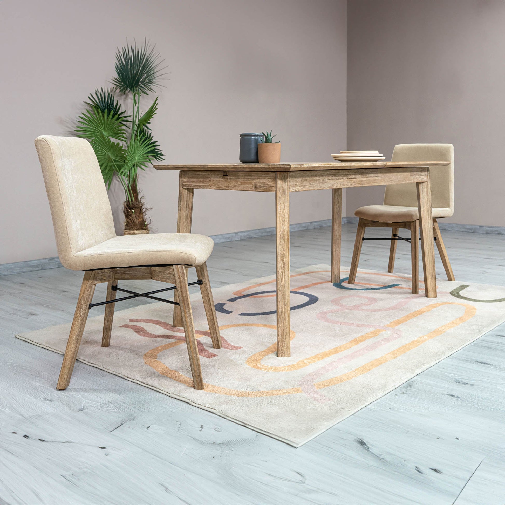 Gia Small Extension Dining Table w/ Butterfly System 55/71” - Light Driftwood - Central Designs