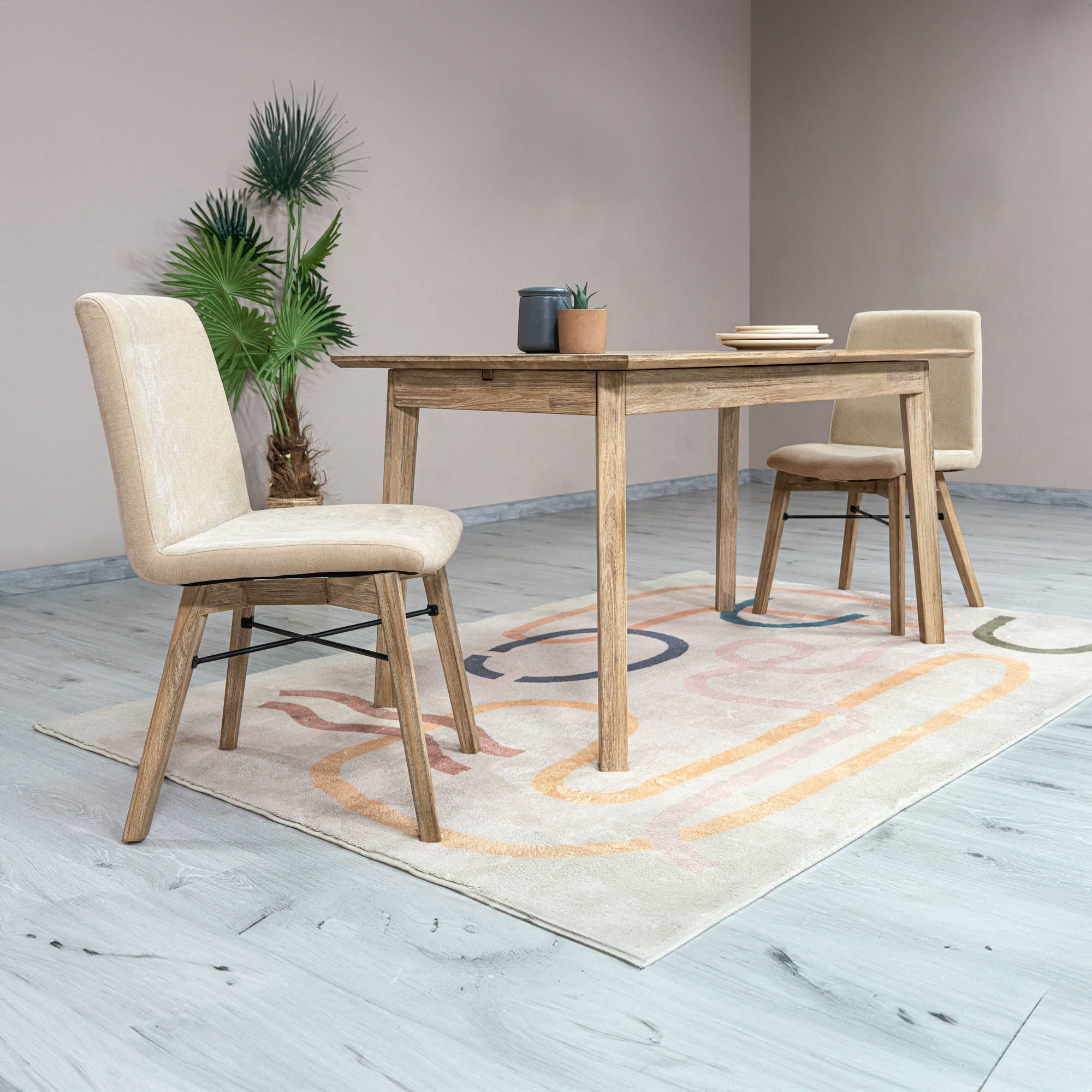 Gia Small Extension Dining Table w/ Butterfly System 55/71” - Light Driftwood - Central Designs