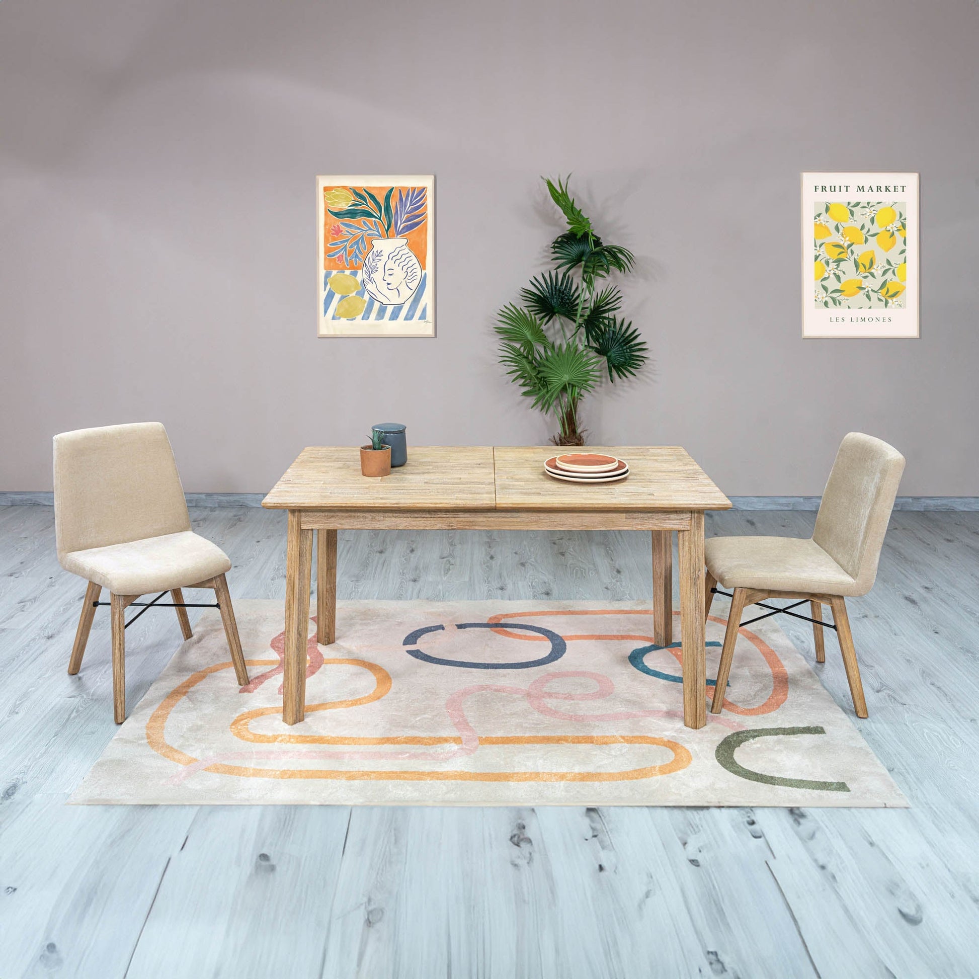 Gia Small Extension Dining Table w/ Butterfly System 55/71” - Light Driftwood - Central Designs