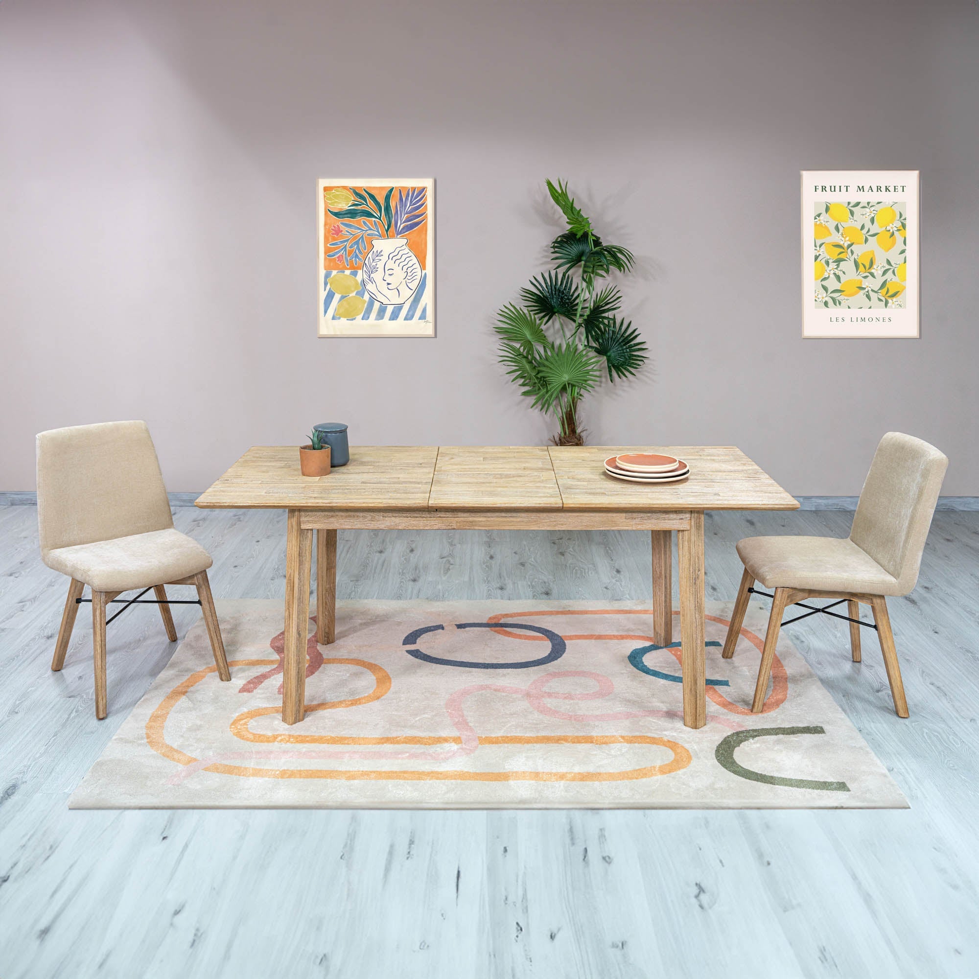Gia Small Extension Dining Table w/ Butterfly System 55/71” - Light Driftwood - Central Designs