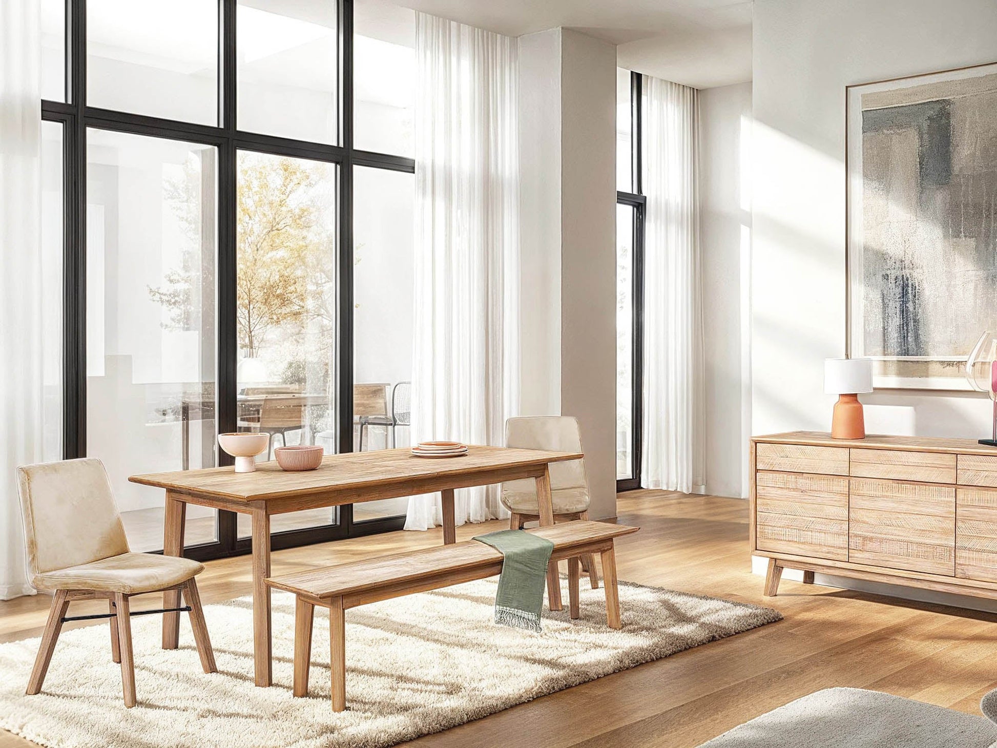 Gia Extension Dining Table 71/102" - Light Driftwood - Central Designs