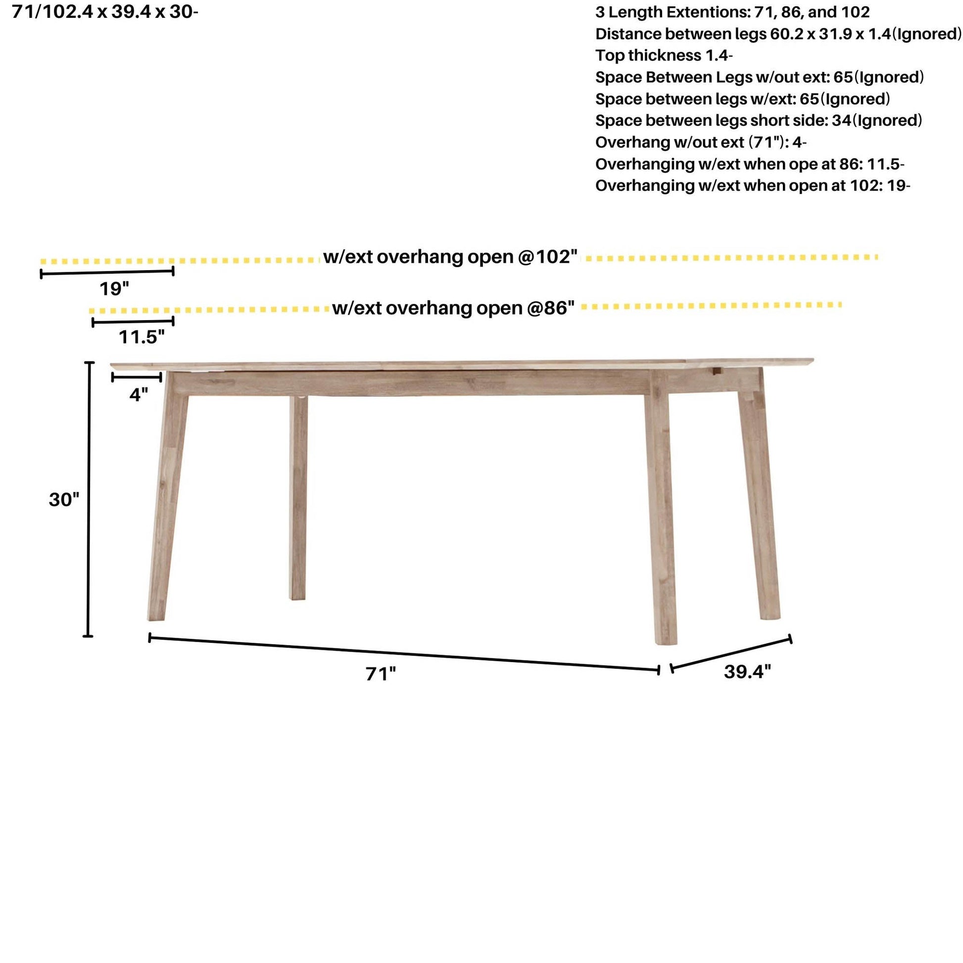 Gia Extension Dining Table 71/102" - Light Driftwood - Central Designs
