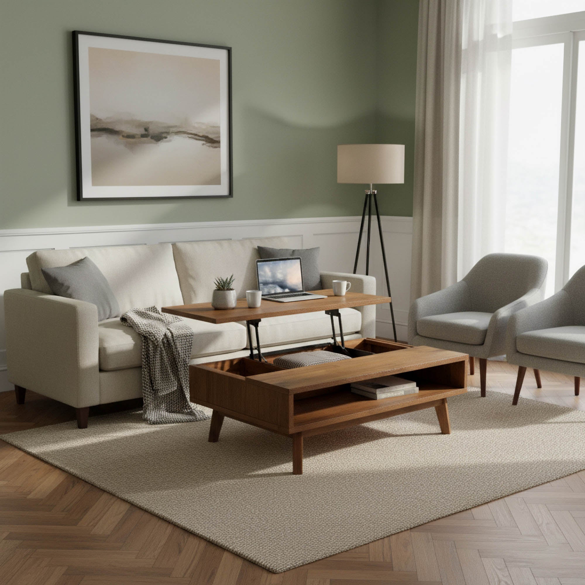 Gia Coffee Table w/ Lift Top - Warm Pecan - Central Designs
