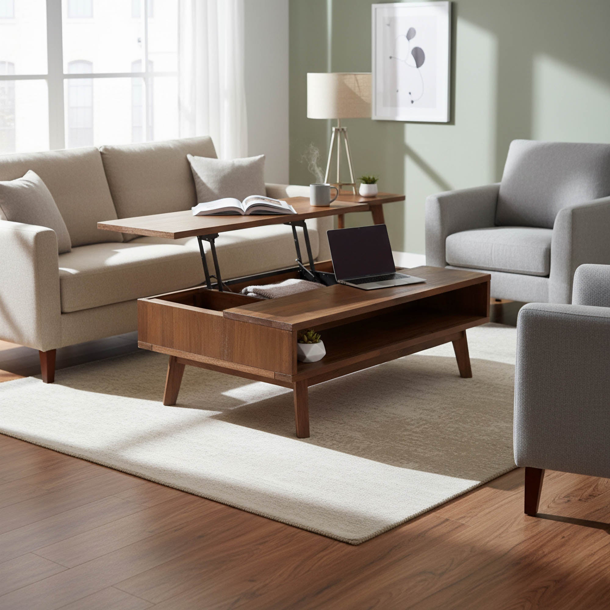 Gia Coffee Table w/ Lift Top - Warm Pecan - Central Designs