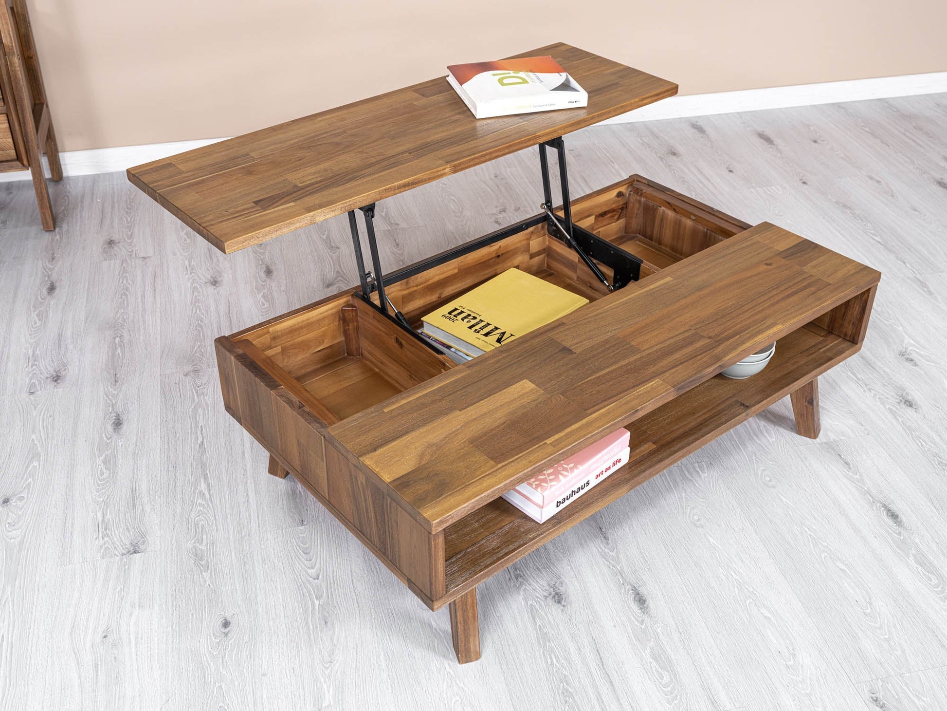 Gia Coffee Table w/ Lift Top - Warm Pecan - Central Designs