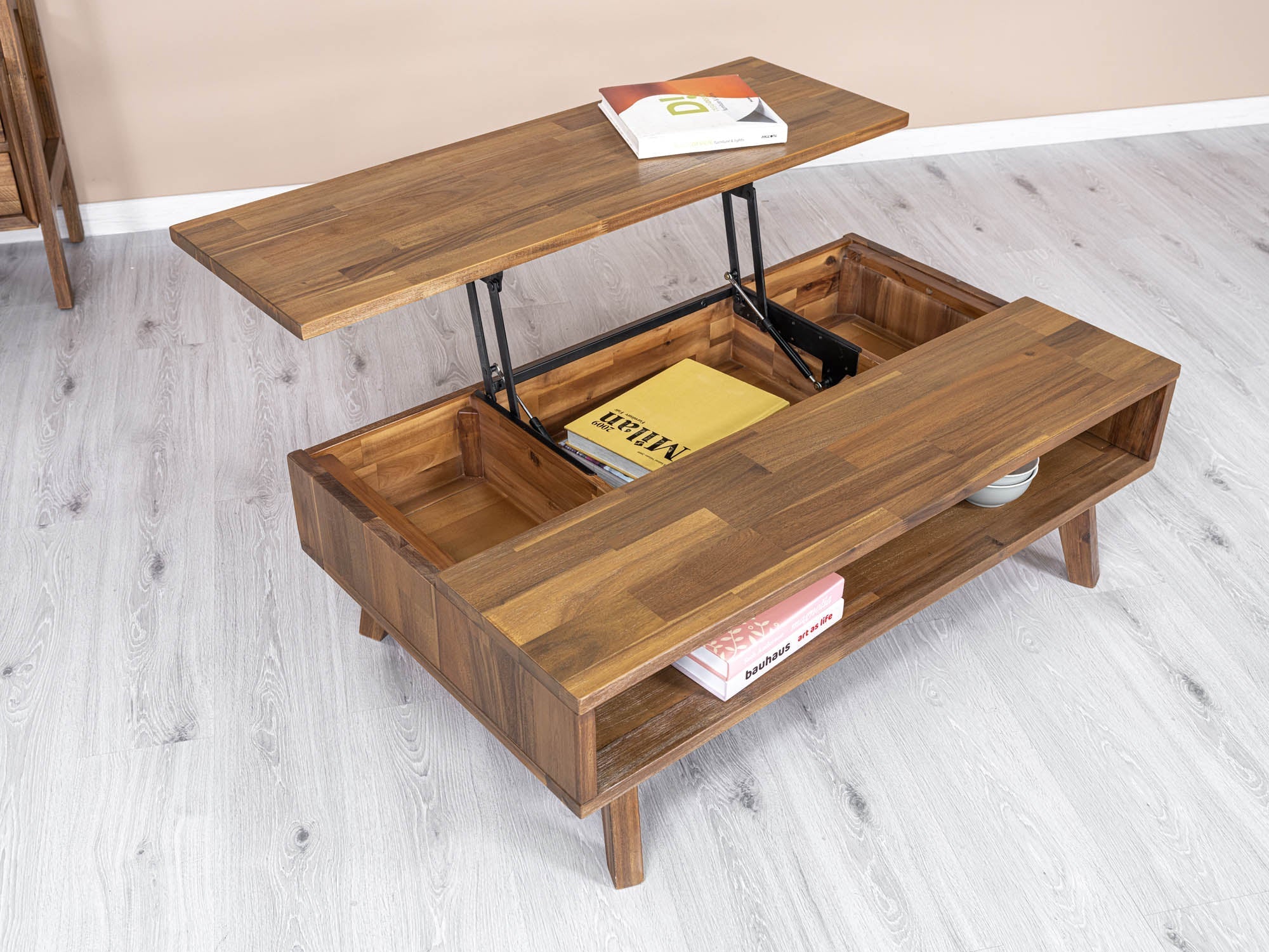 Gia Coffee Table w/ Lift Top - Warm Pecan - Central Designs