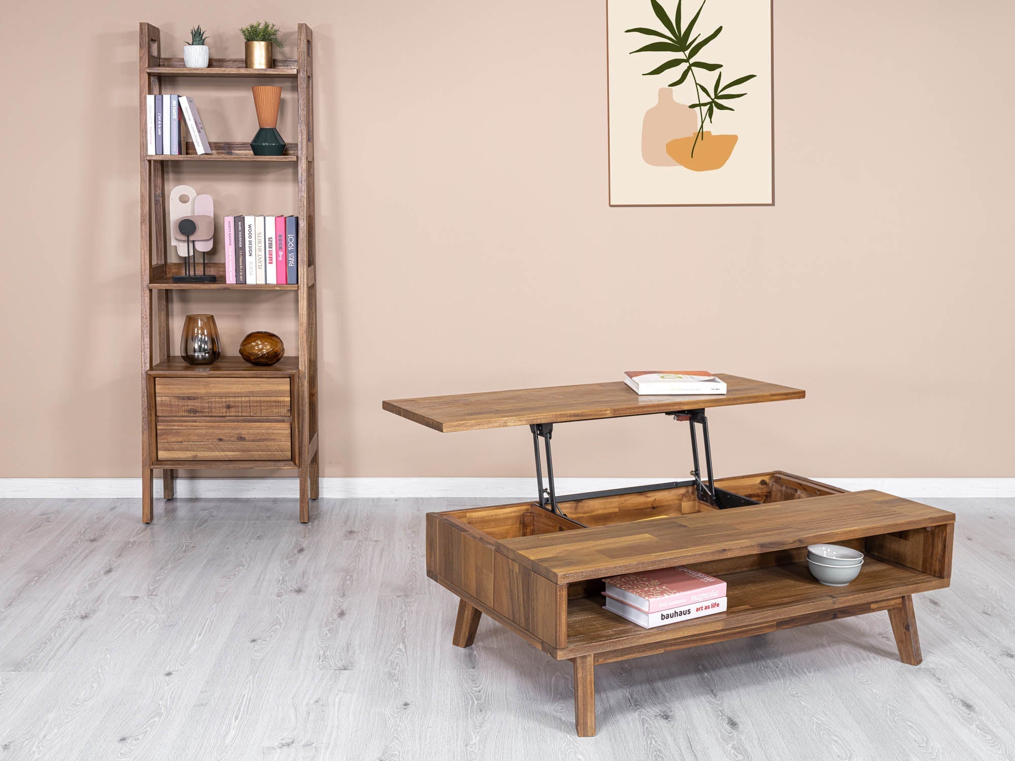 Gia Coffee Table w/ Lift Top - Warm Pecan - Central Designs