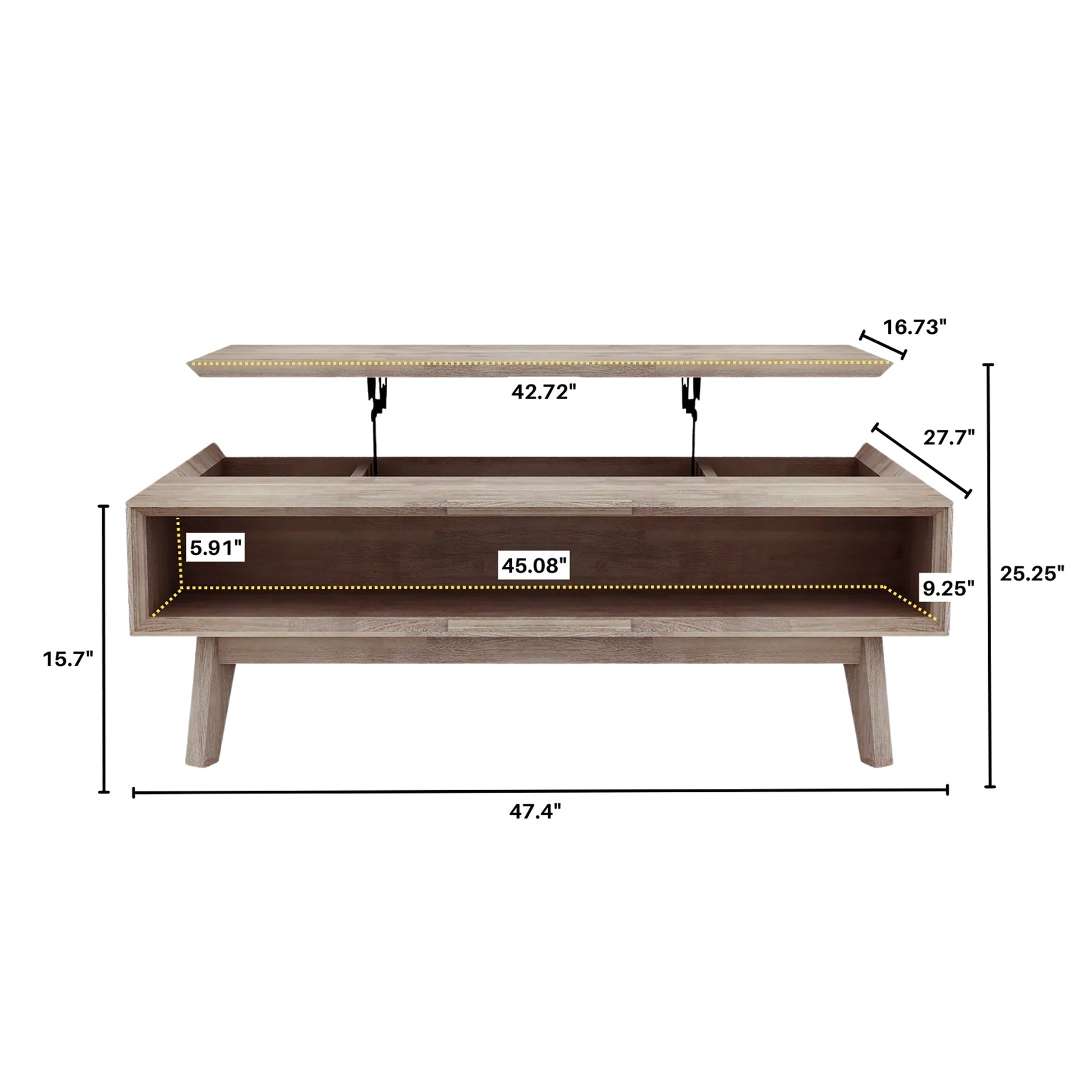 Gia Coffee Table w/ Lift Top - Light Driftwood - Central Designs