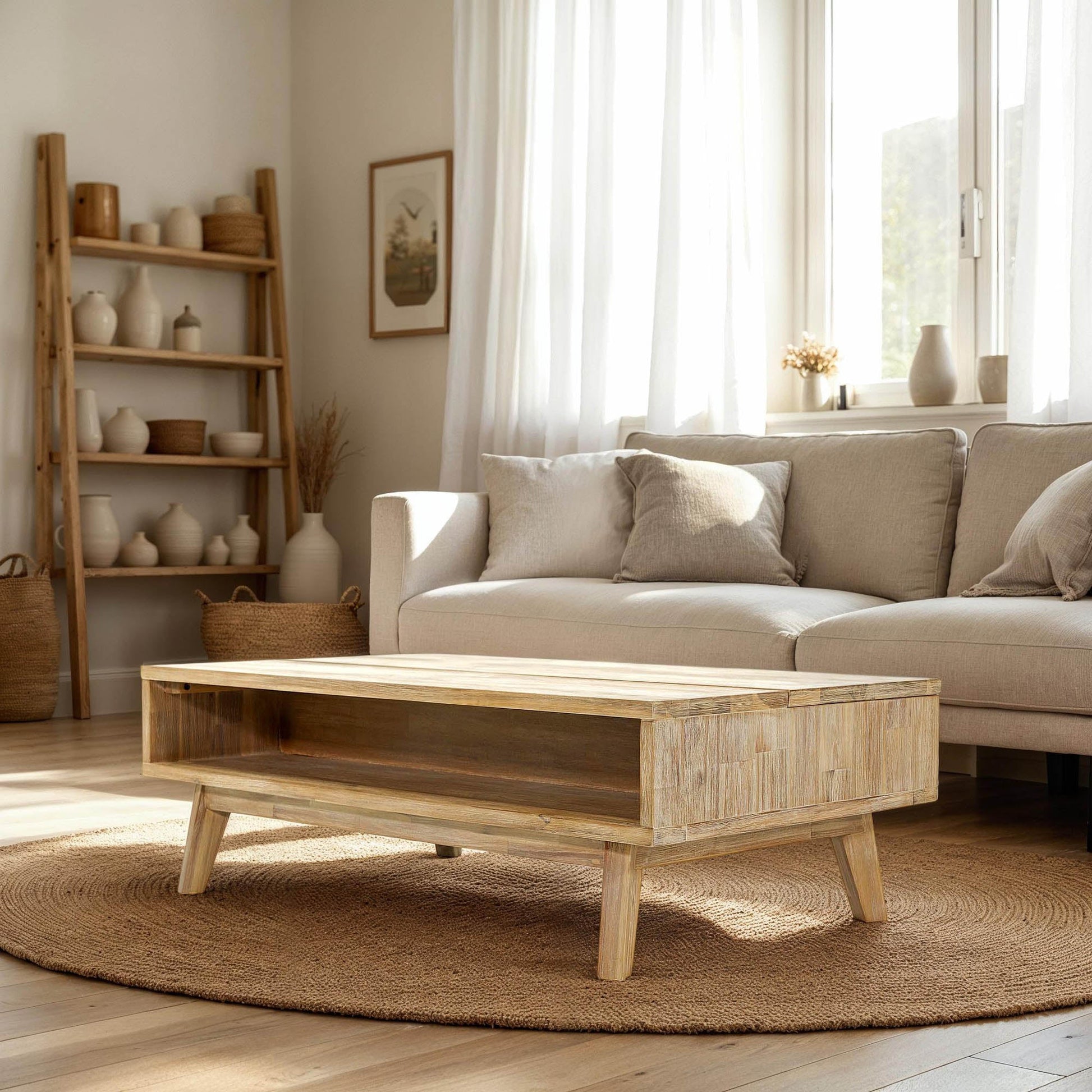 Gia Coffee Table w/ Lift Top - Light Driftwood - Central Designs