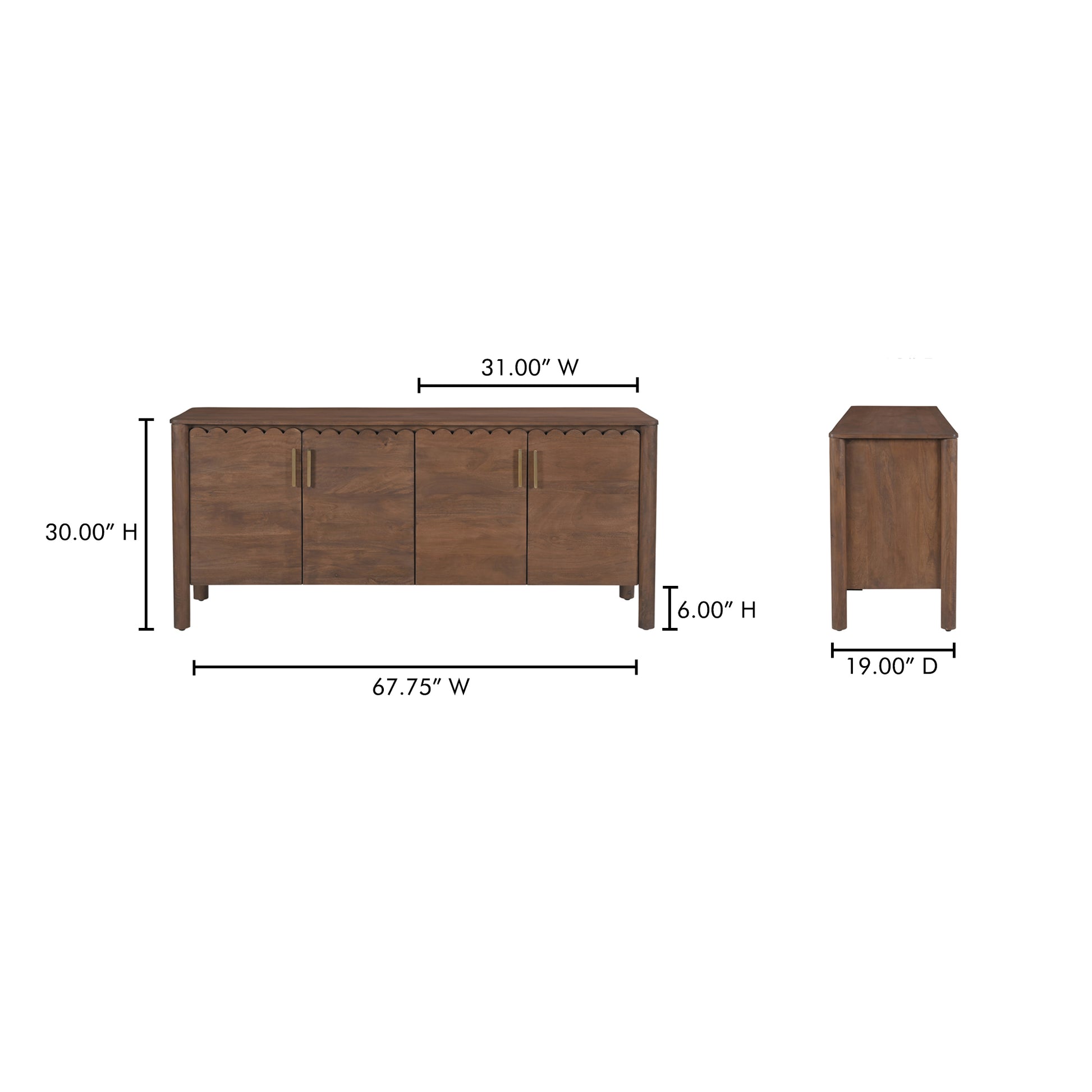Wiley 4 Door Sideboard Vintage Brown - Central Designs