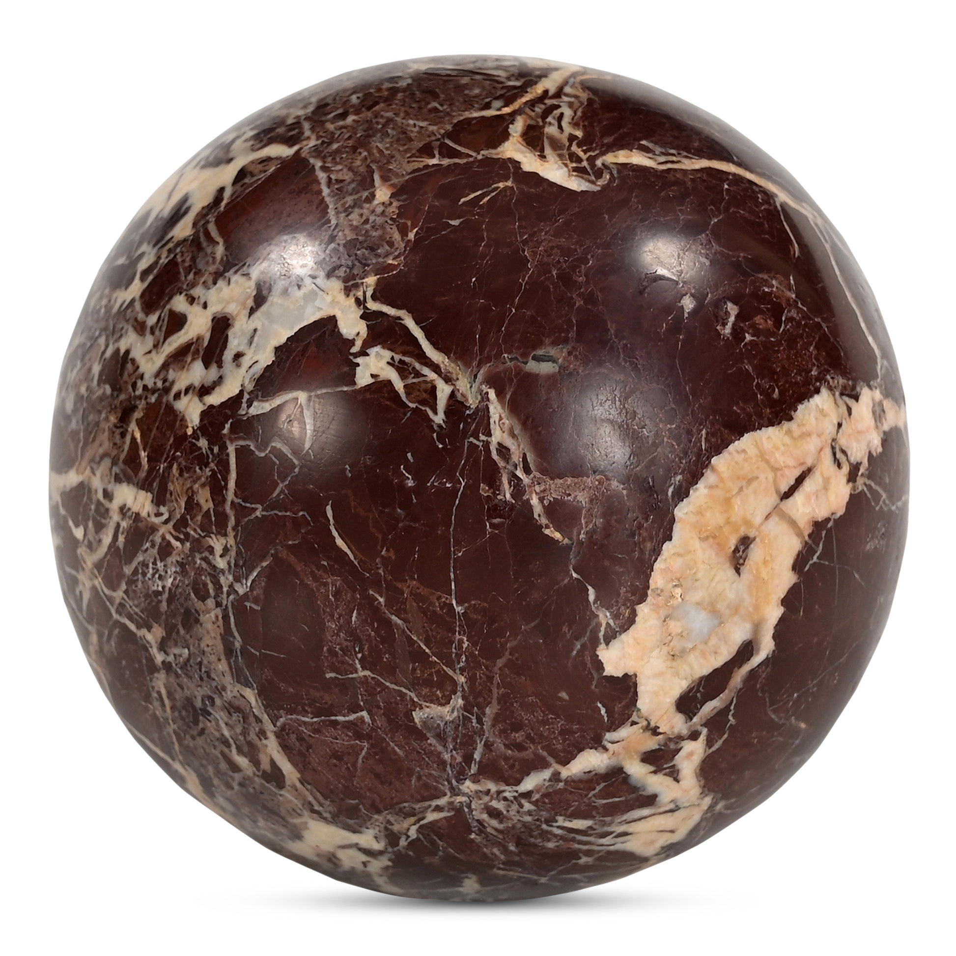 Odessa Sphere Tabletop Accent Red Levanto Marble - Central Designs