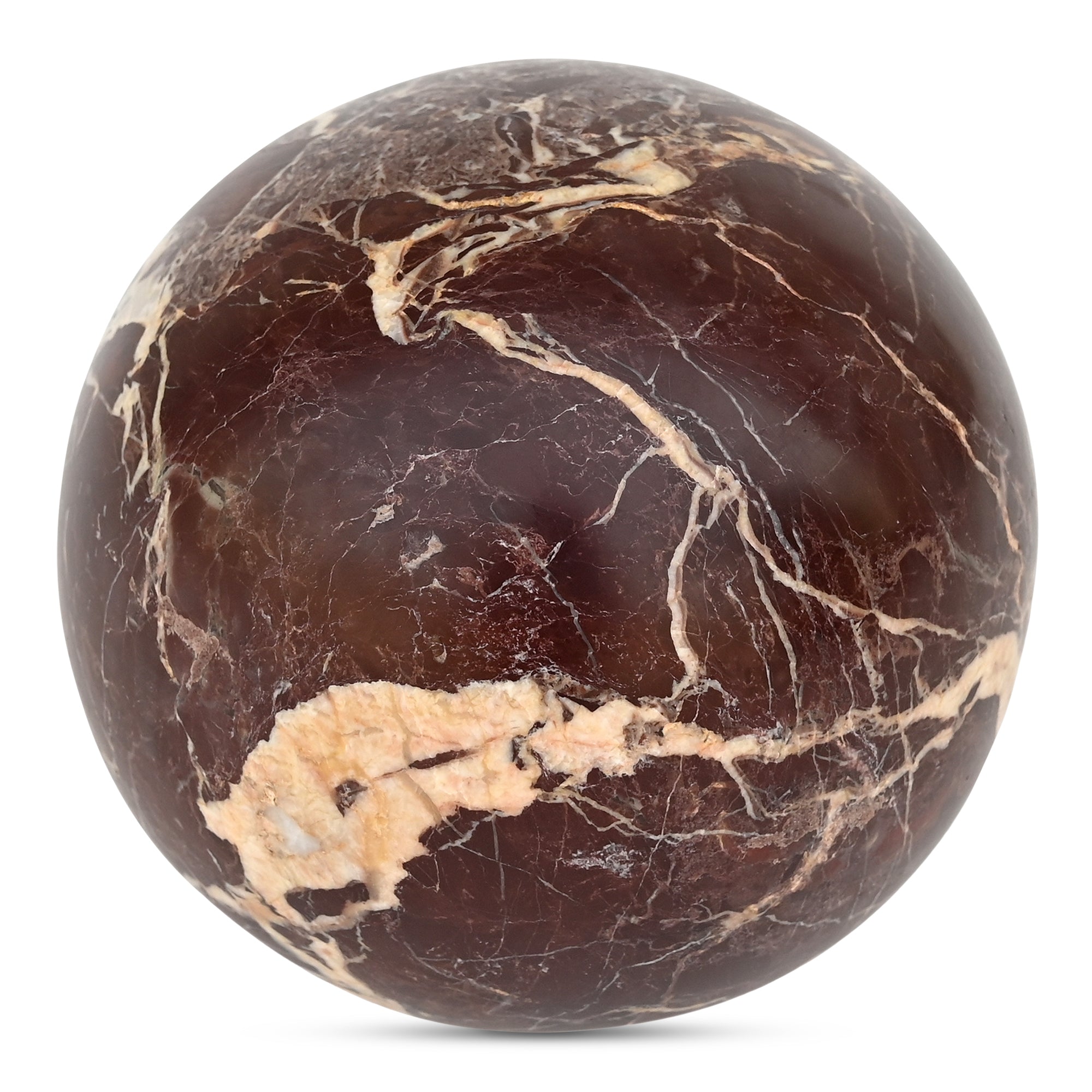 Odessa Sphere Tabletop Accent Red Levanto Marble - Central Designs