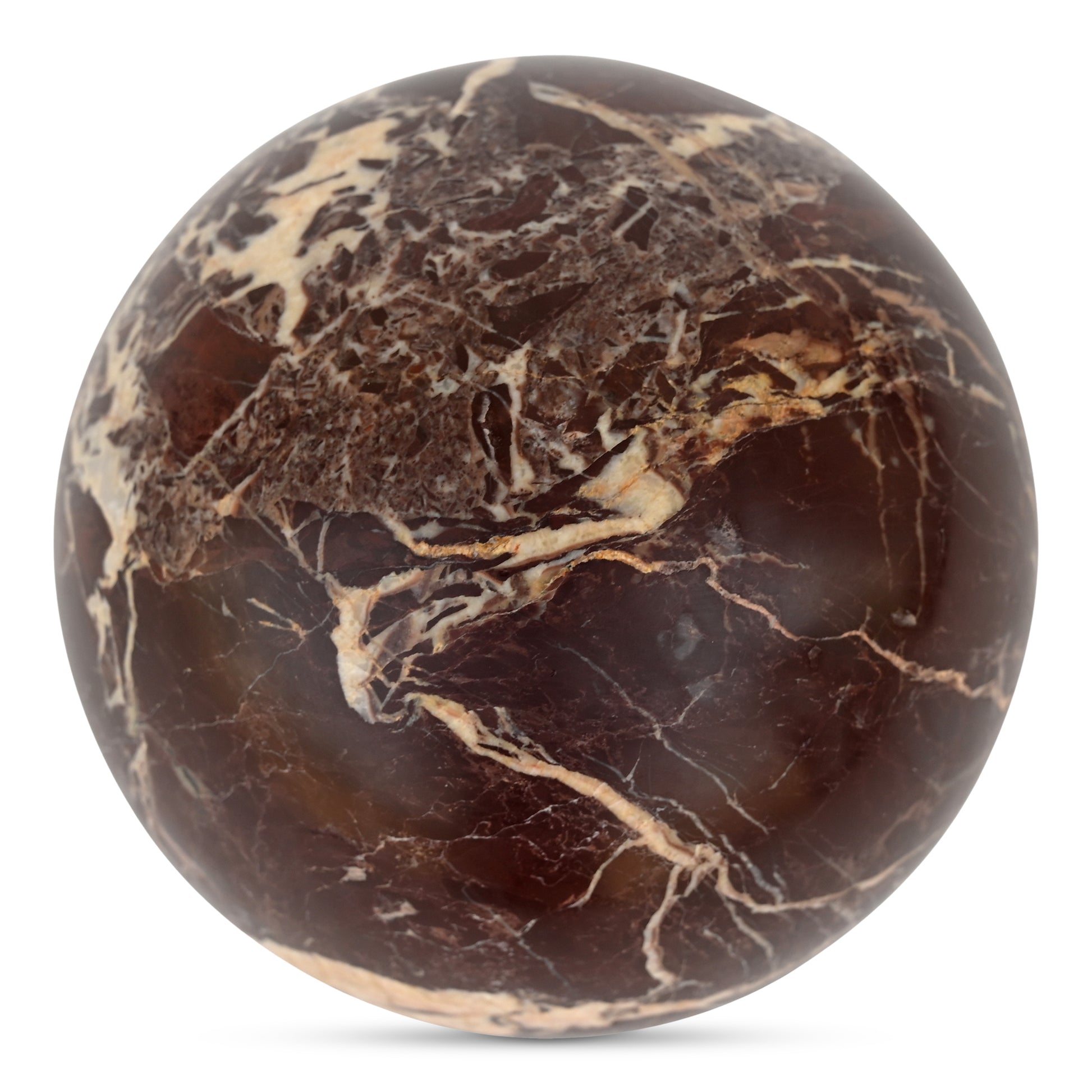 Odessa Sphere Tabletop Accent Red Levanto Marble - Central Designs