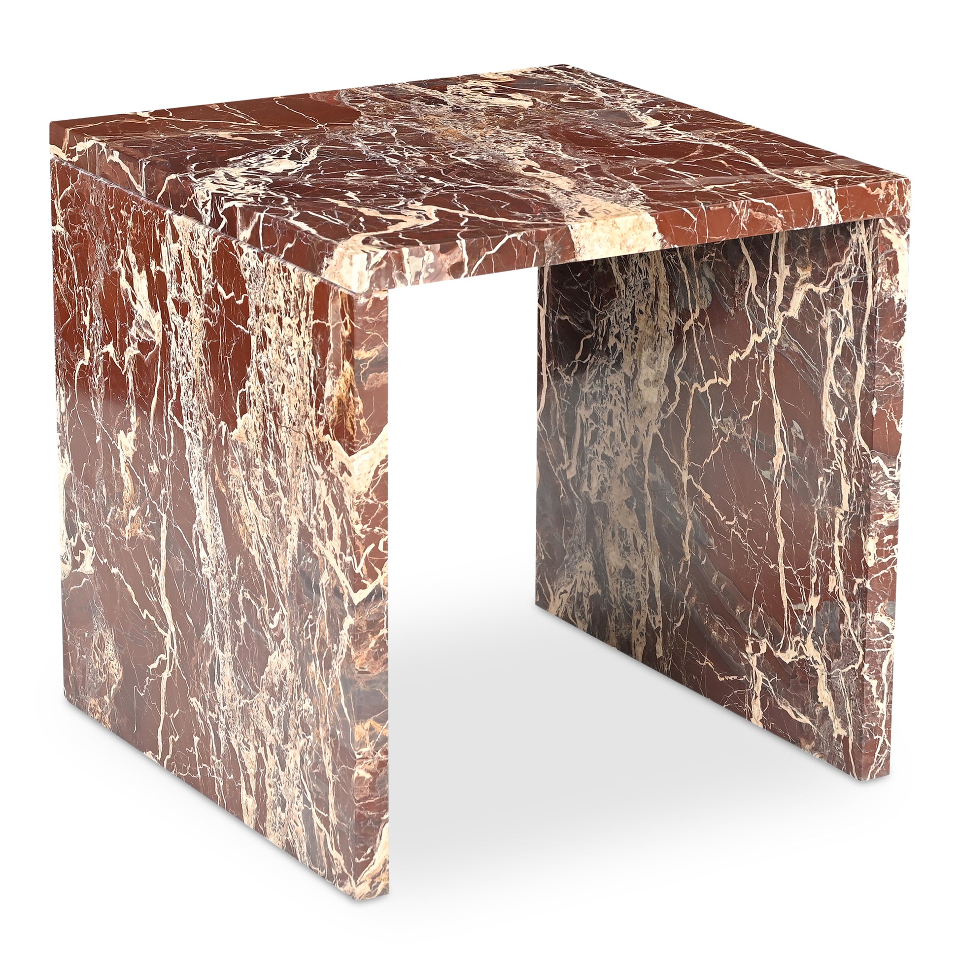 Rosa Accent Table Rosso Levanto Marble - Central Designs